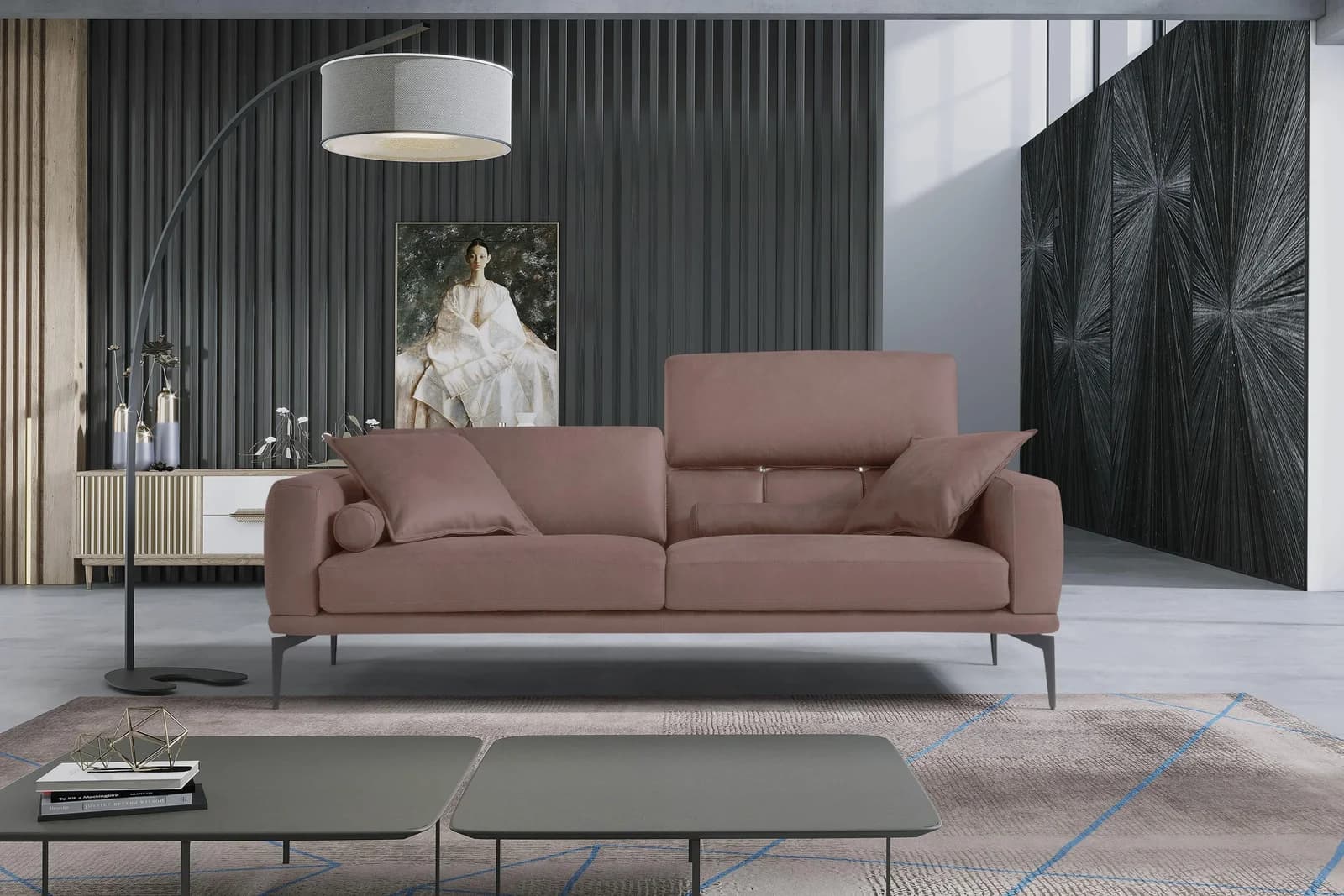EGOITALIANO Masu Designsofa 2,5-Sitzer Rosa NUVOLE Leder