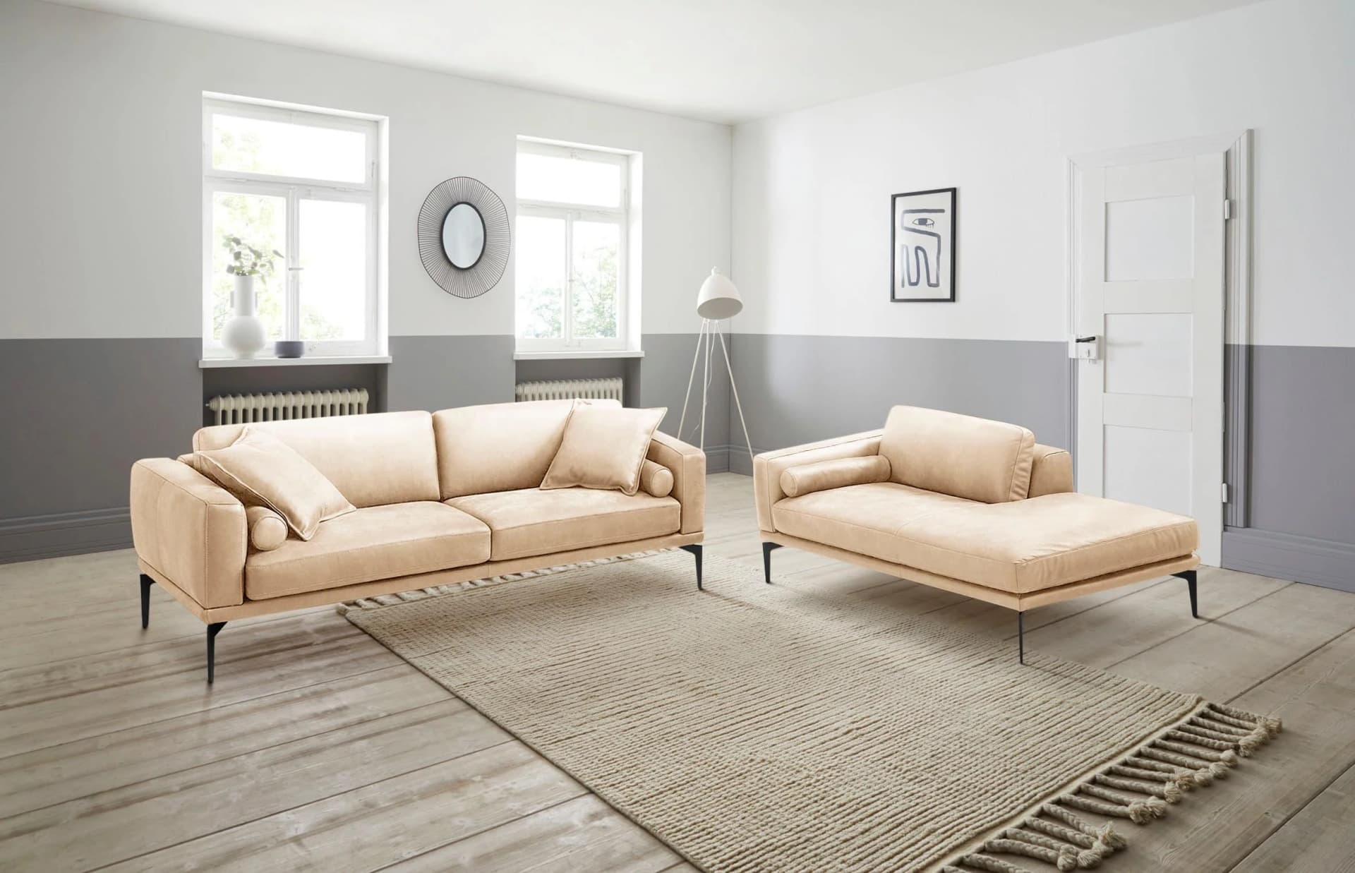 Egoitaliano Polstergarnitur Masu Beige Echtes Rindsleder