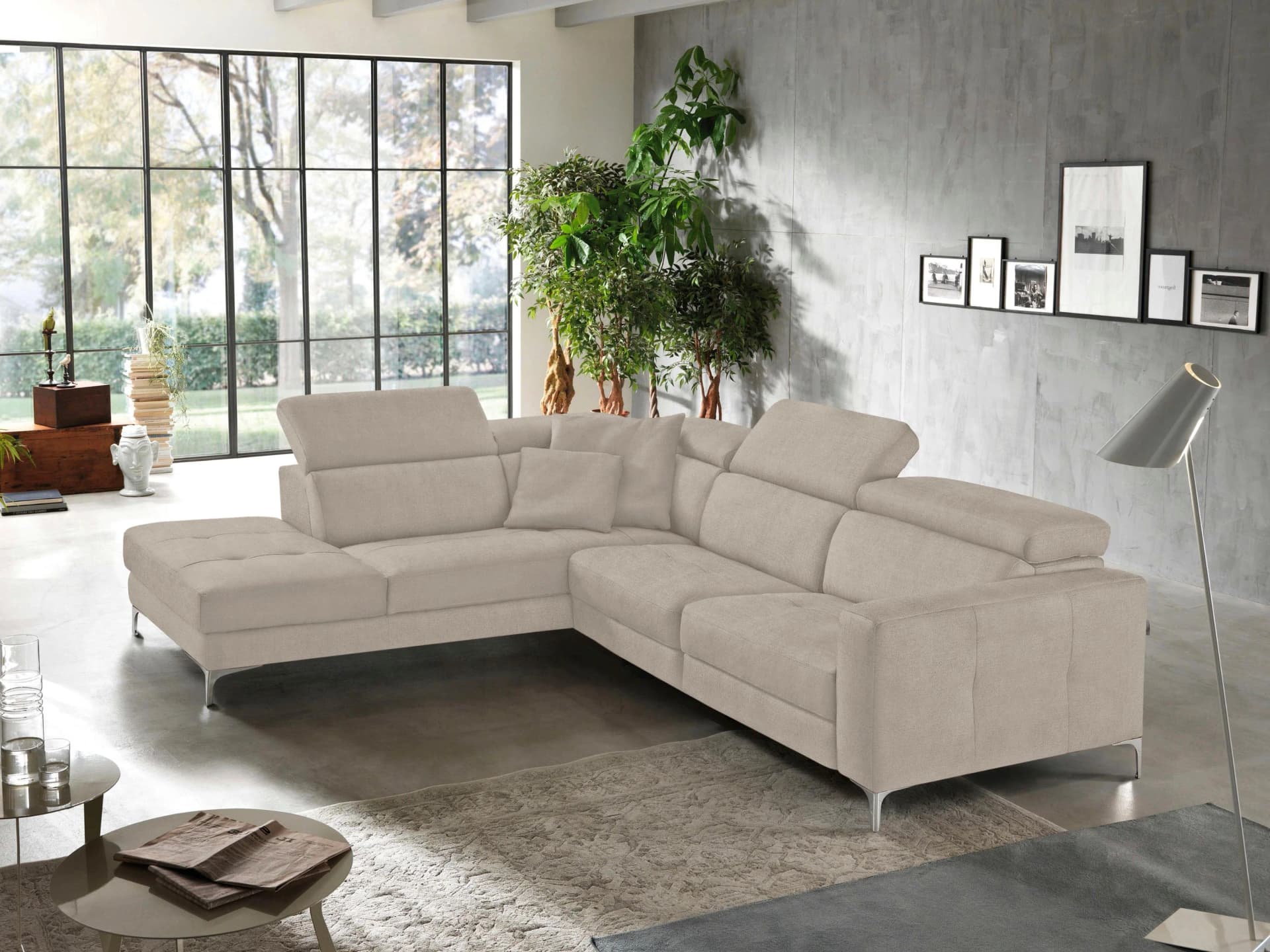 Ecksofa EGOITALIANO Matt L-Form Grau Luxus-Microfaser