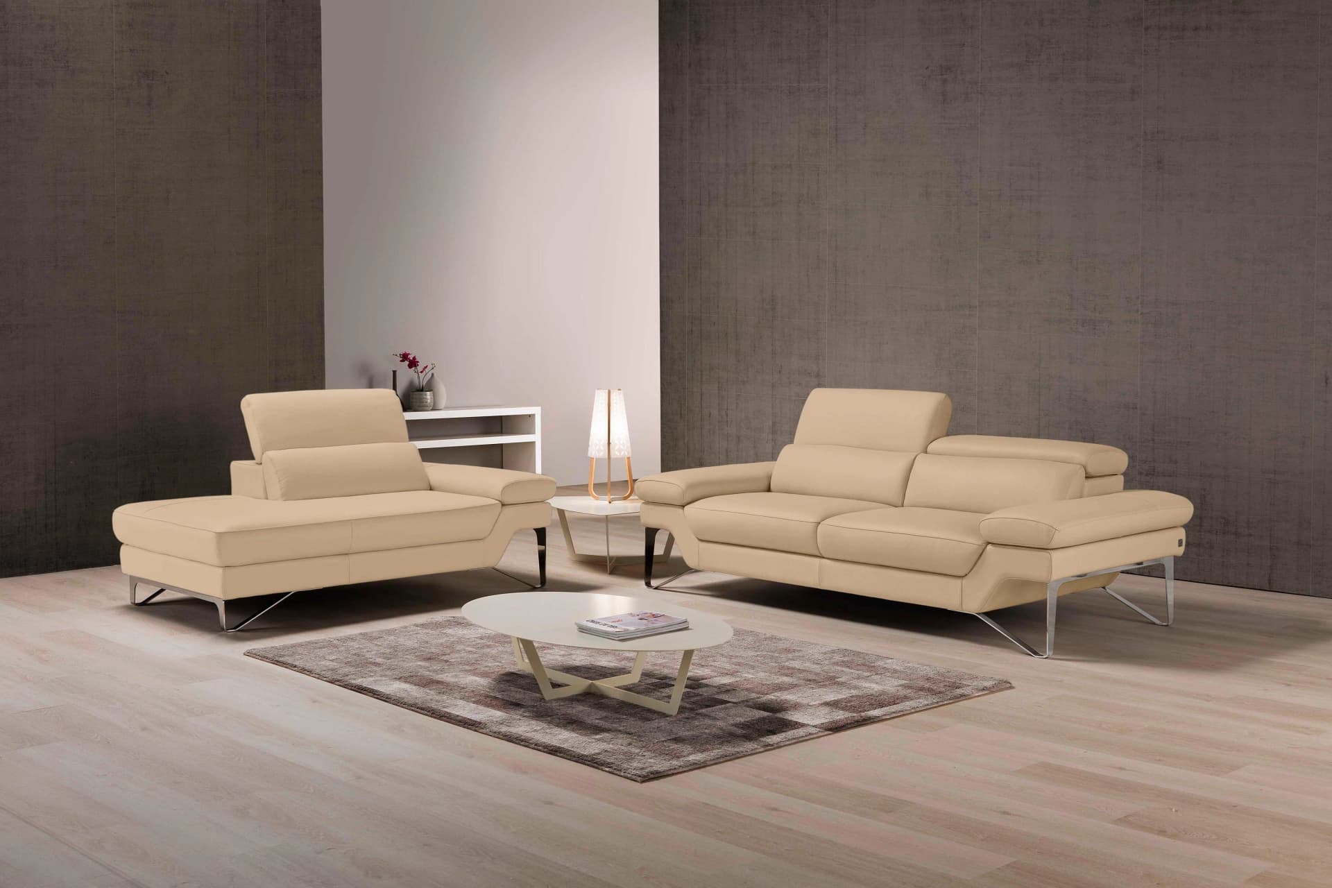 EGOITALIANO Princess Polstergarnitur Beige Leder Gurtunterfederung