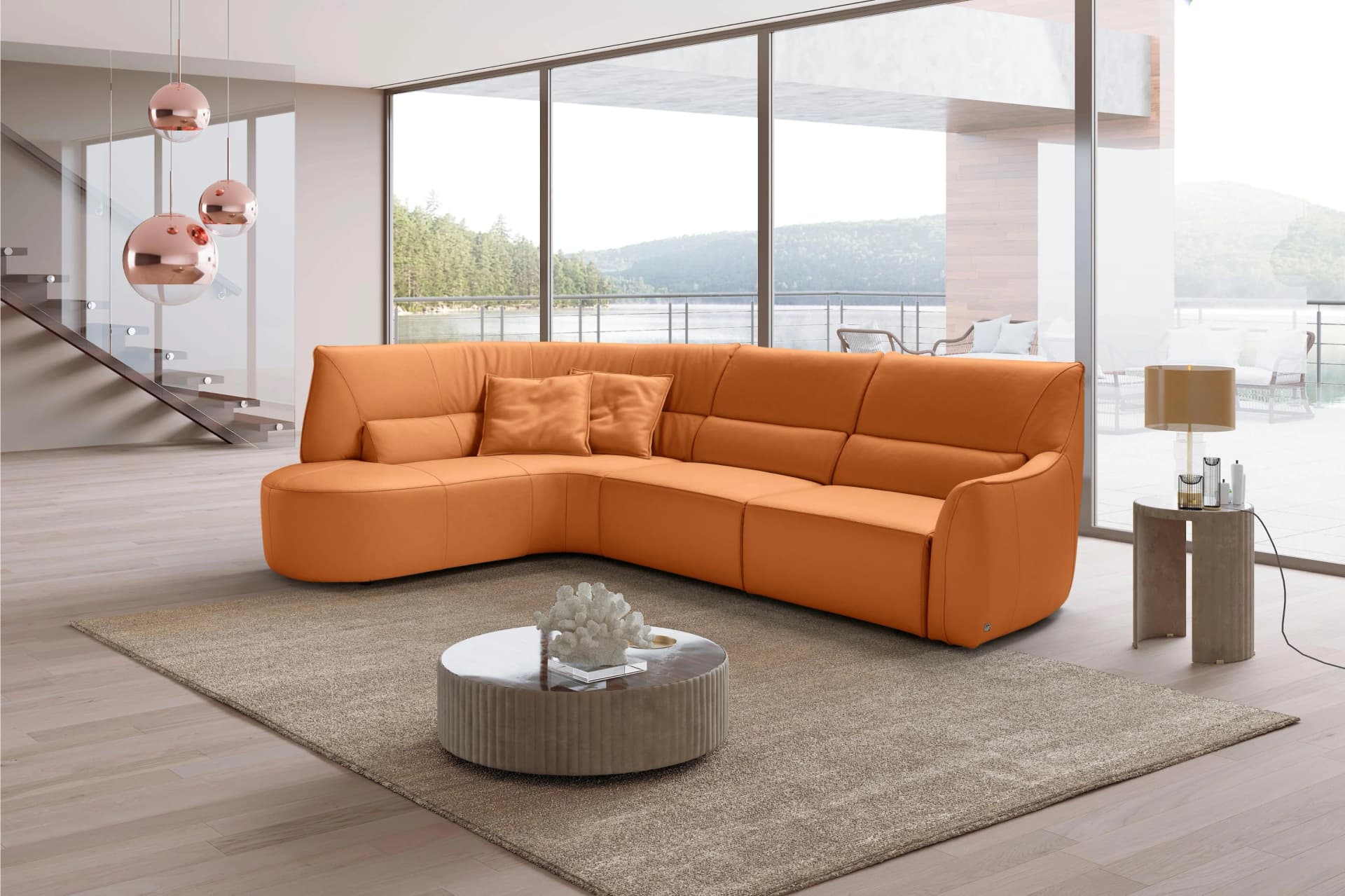 Egoitaliano Ecksofa Puffy Retro Design L-Form Orange