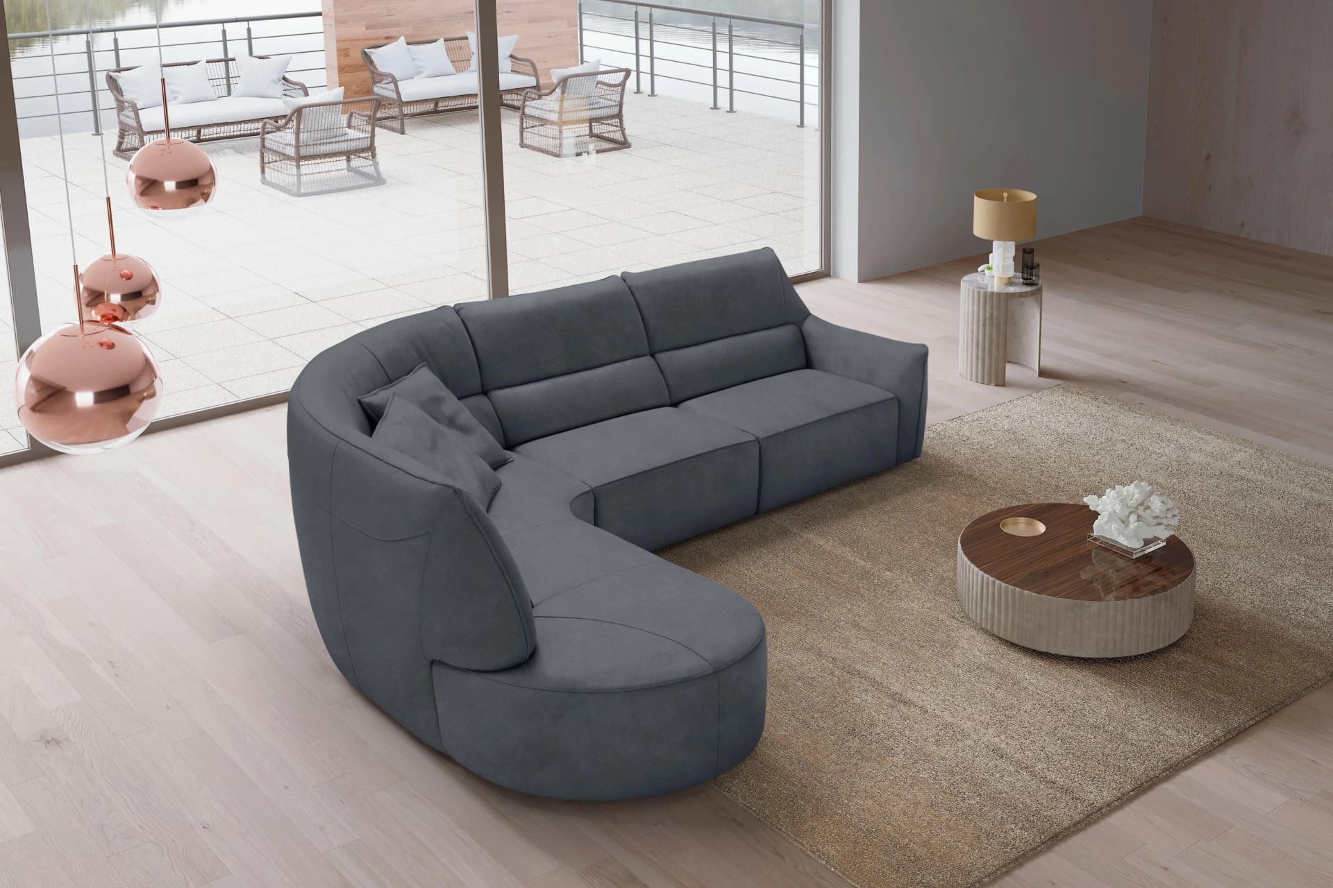 Egoitaliano Ecksofa Puffy Retro Designsofa Grau