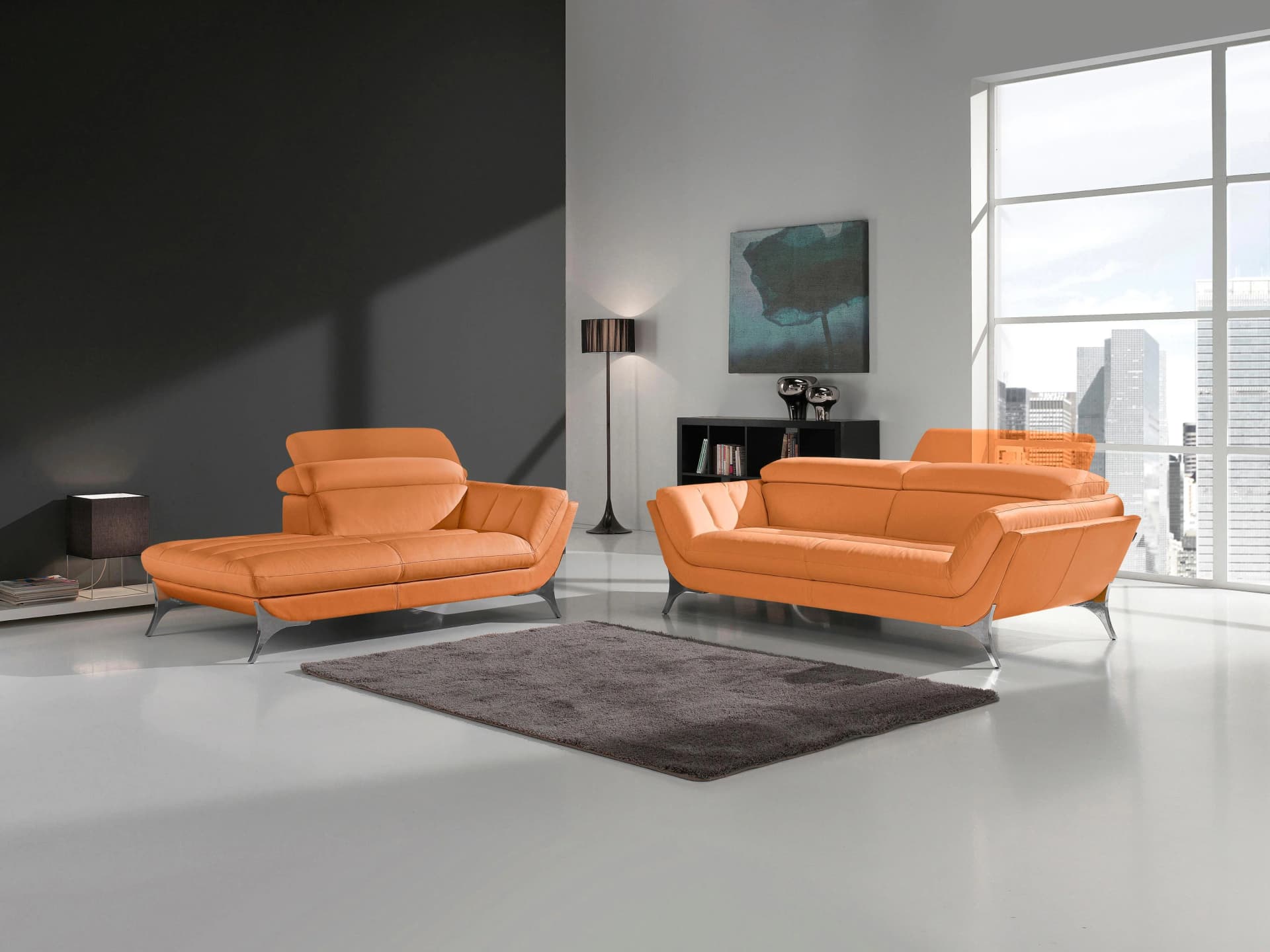 EGOITALIANO Sueli Polstergarnitur Orange Leder BULL