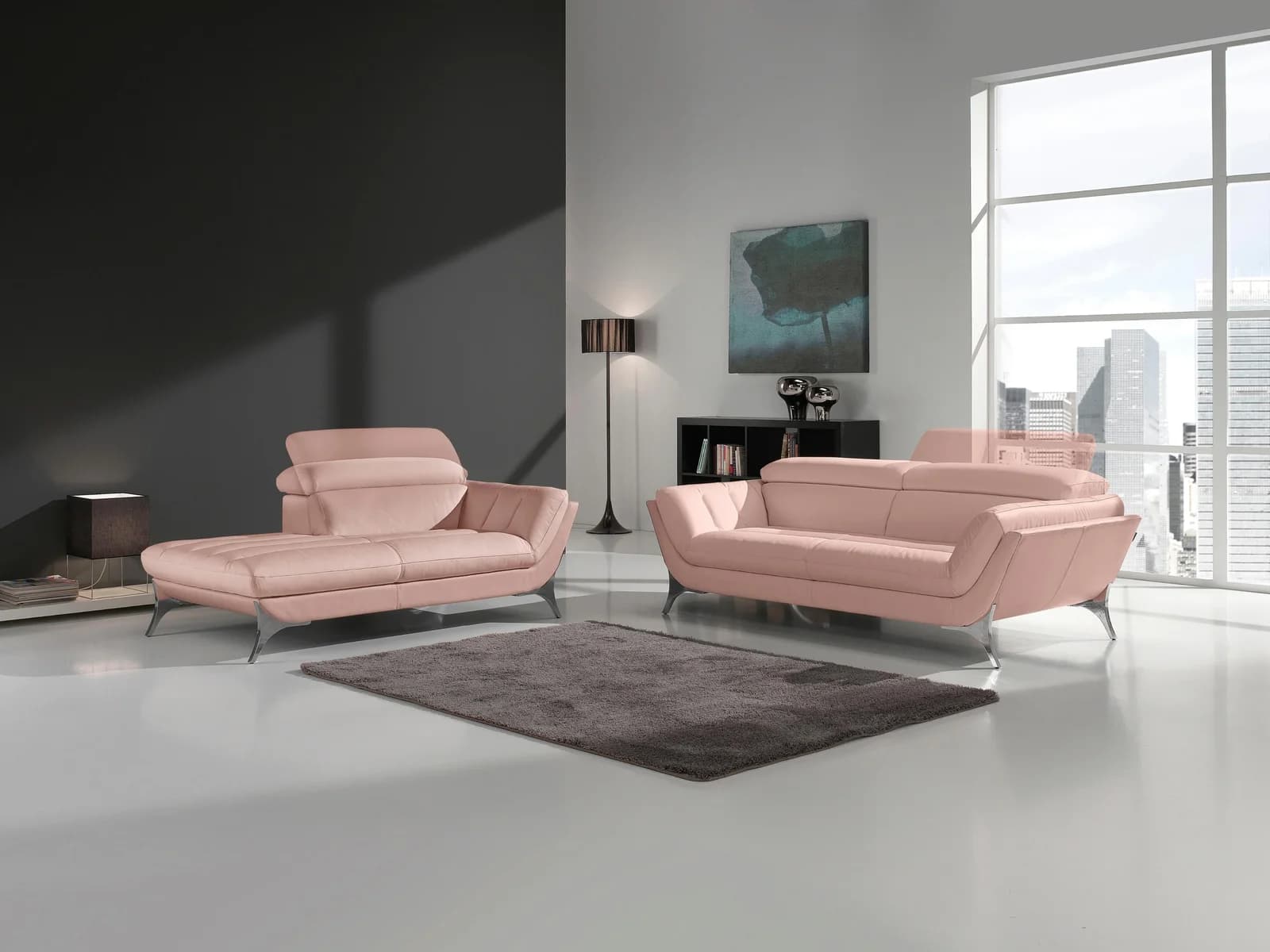 Egoitaliano Polstergarnitur Sueli Rosa Echtes Rindsleder