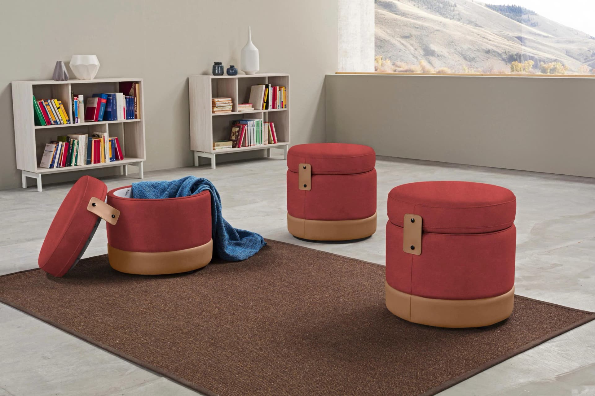 EGOITALIANO Tonder Designhocker Marsala Luxus-Micofaser