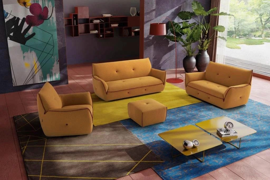 EGOITALIANO Polstergarnitur Yuki Orange/Fuchsia 2,5- und 2-Sitzer