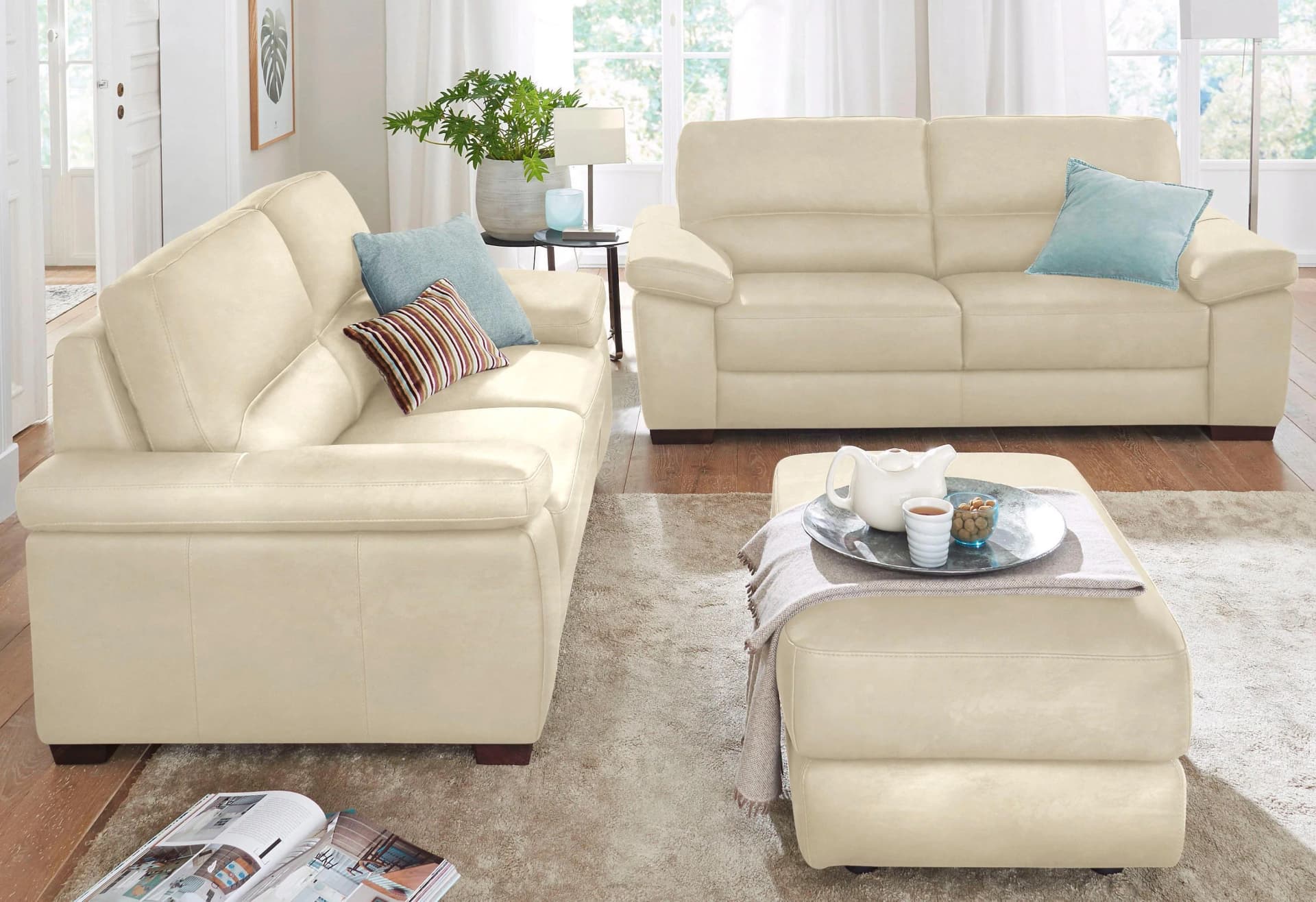 CALIA ITALIA Polstergarnitur Gaia 2-tlg. Beige Microfaser