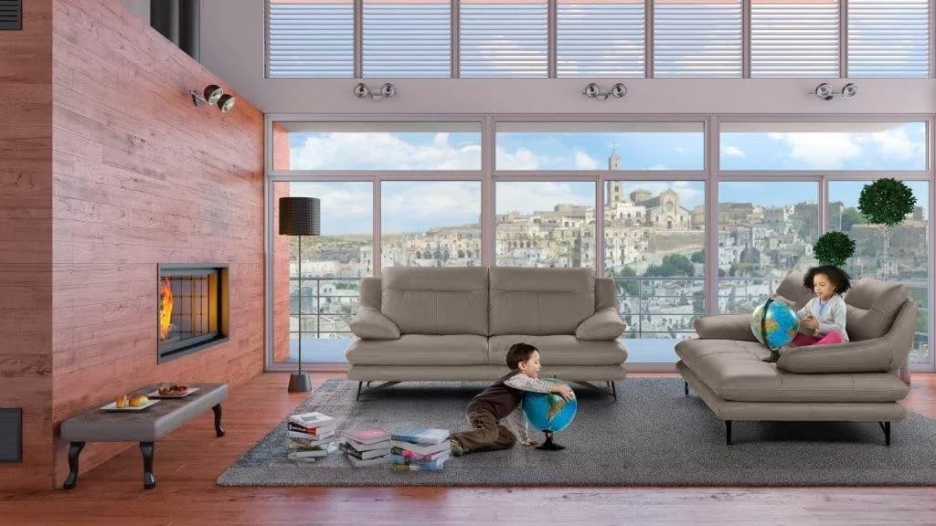 CALIA ITALIA Cezanne 2-Sitzer Sofa Leder Grau mit Sitztiefenverstellung