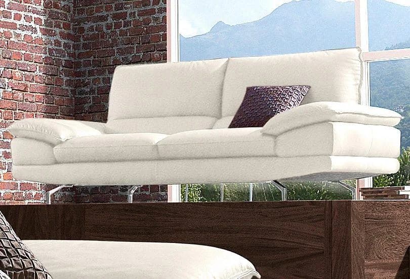 CALIA ITALIA Sofa Dave 2,5-Sitzer Weiß Leder Metallfüße