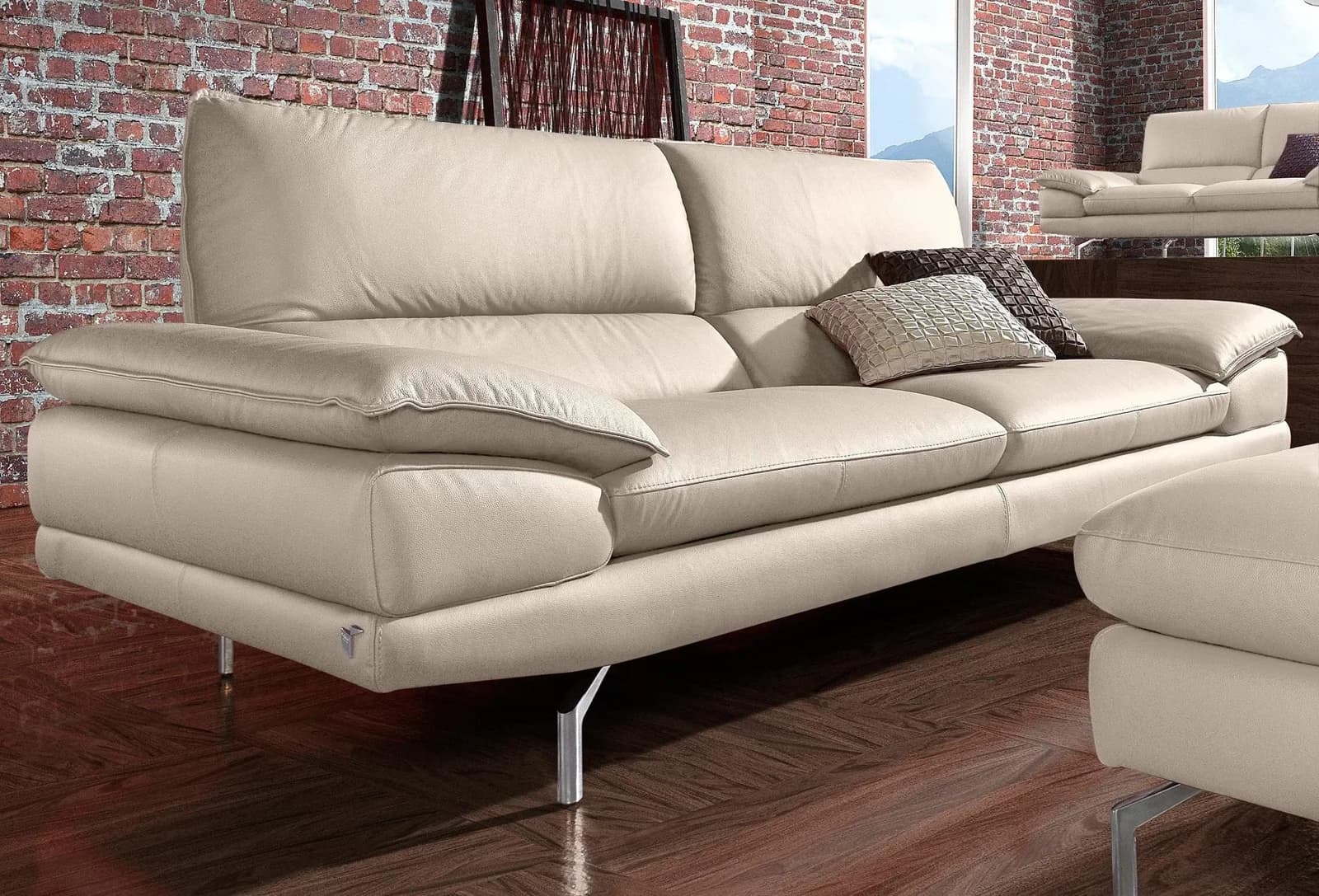 CALIA ITALIA Dave 3-Sitzer Sofa Italienisches Design Leder Grau