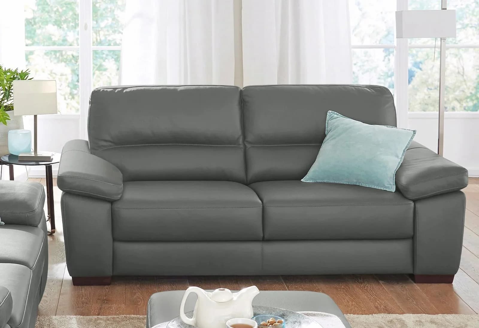 CALIA ITALIA Ledersofa Gaia Grau 2-Sitzer