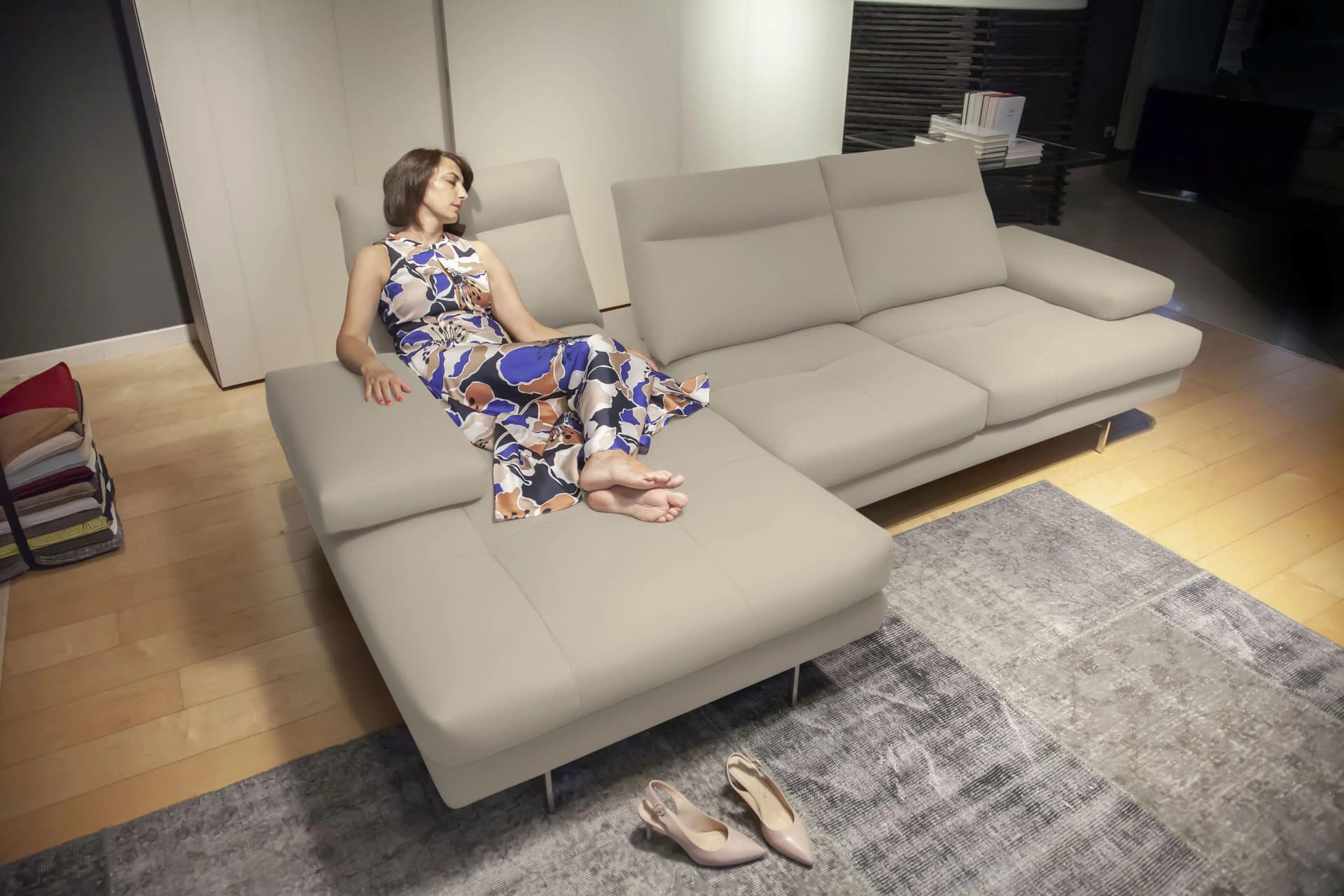 CALIA ITALIA Toby Wing Ecksofa Beige Leder Designsofa