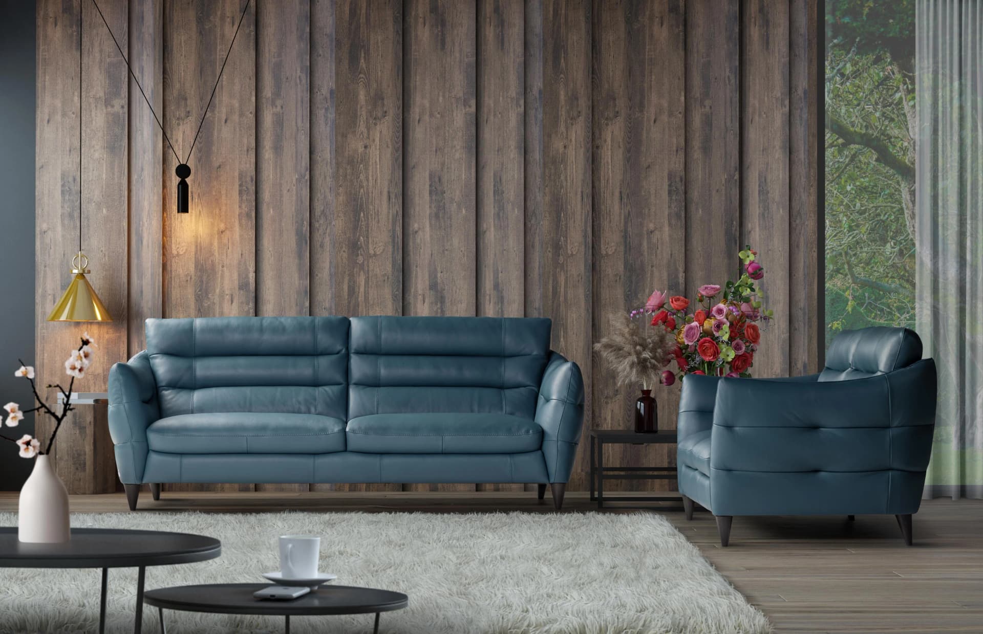 CALIA ITALIA 3-Sitzer Sofa Cabrini Leder oceano Relax