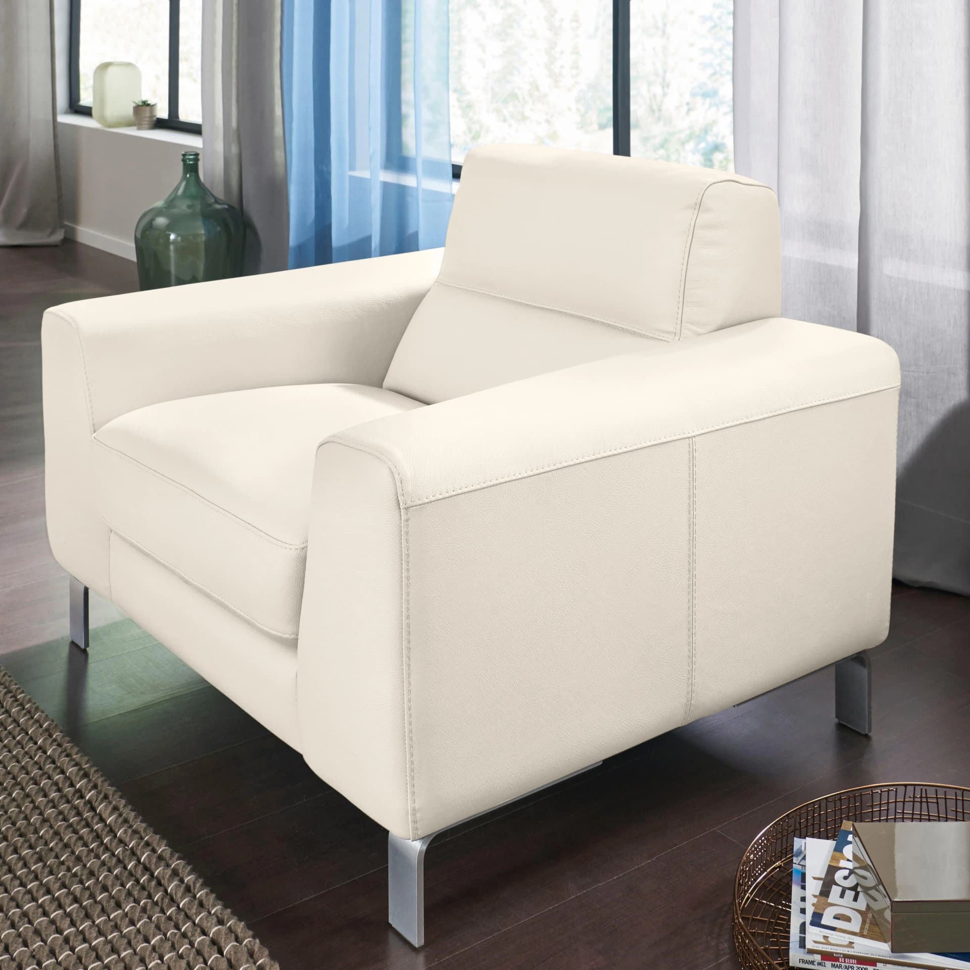 CALIA ITALIA Simon Loungesessel Beige Bianco Latte Leder