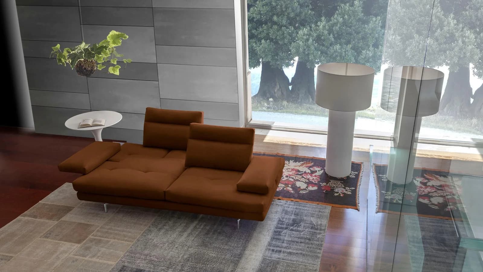 CALIA ITALIA Toby Wing 3-Sitzer Sofa Leder Braun