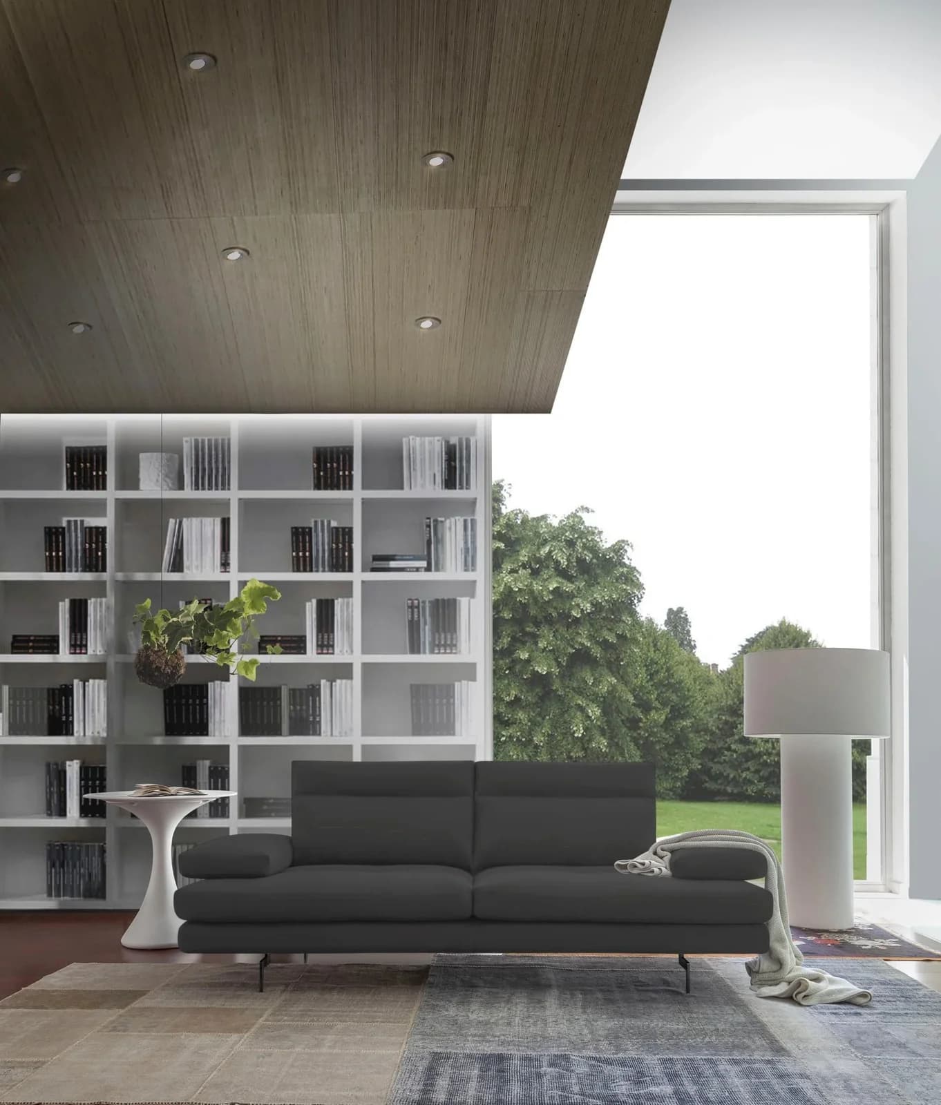 CALIA ITALIA Toby Wing 3-Sitzer Designsofa Leder Grau