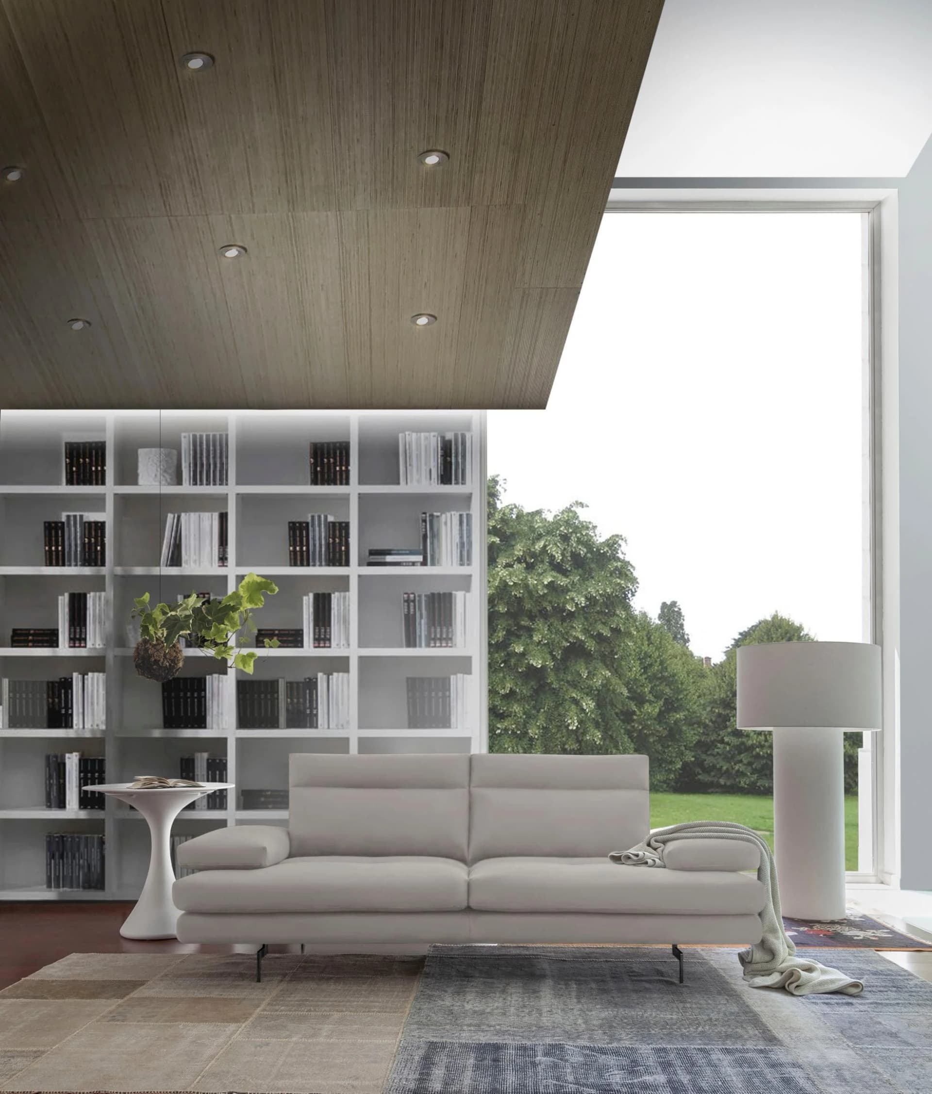 CALIA ITALIA Toby Wing 3-Sitzer Designsofa Leder Weiß/Grau