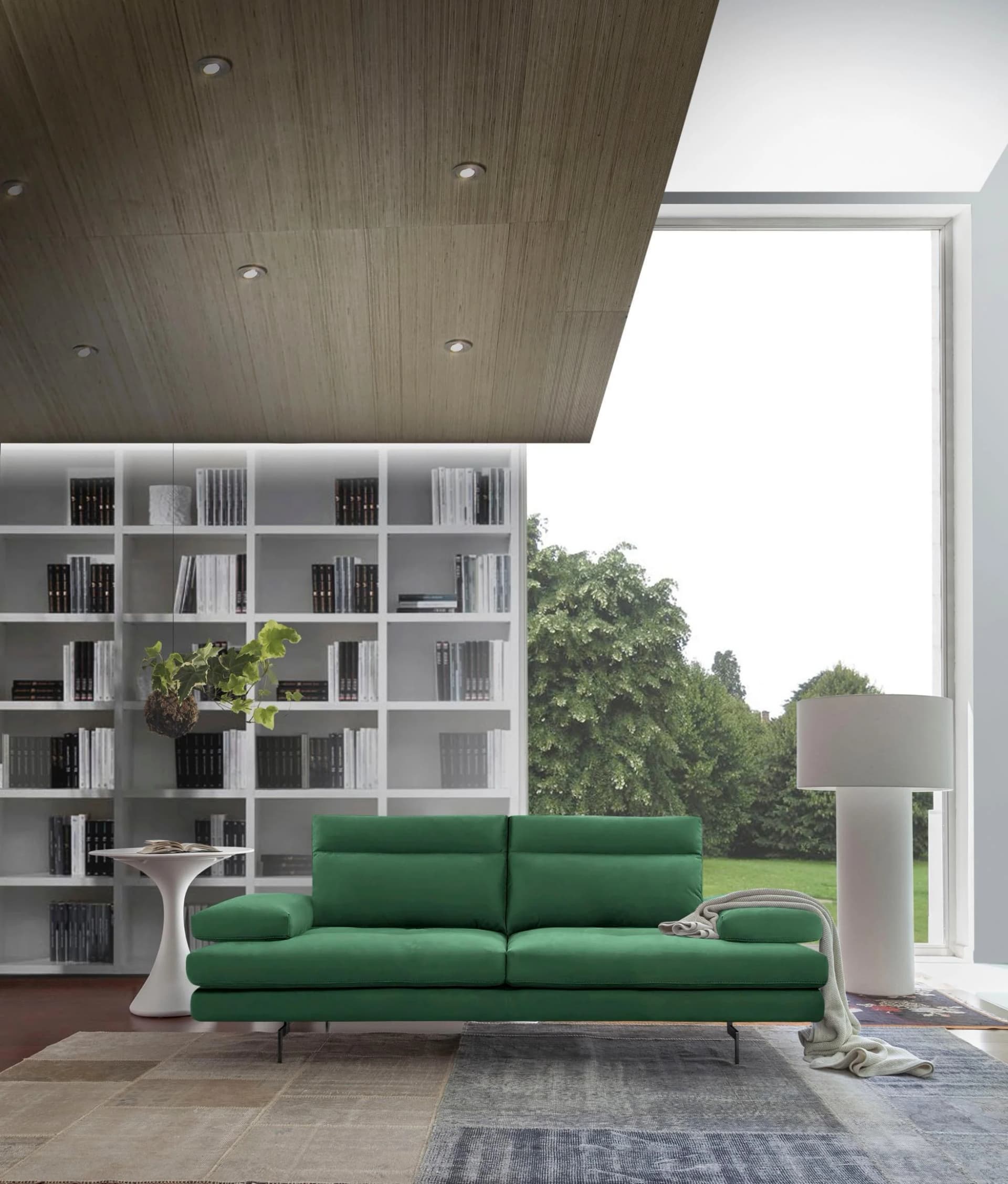 CALIA ITALIA Toby Wing 3-Sitzer Designsofa Grün Mikrofaser