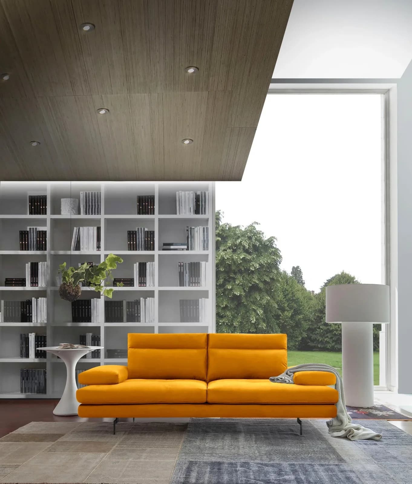 CALIA ITALIA Toby Wing 3-Sitzer Designsofa Gelb Mikrofaser