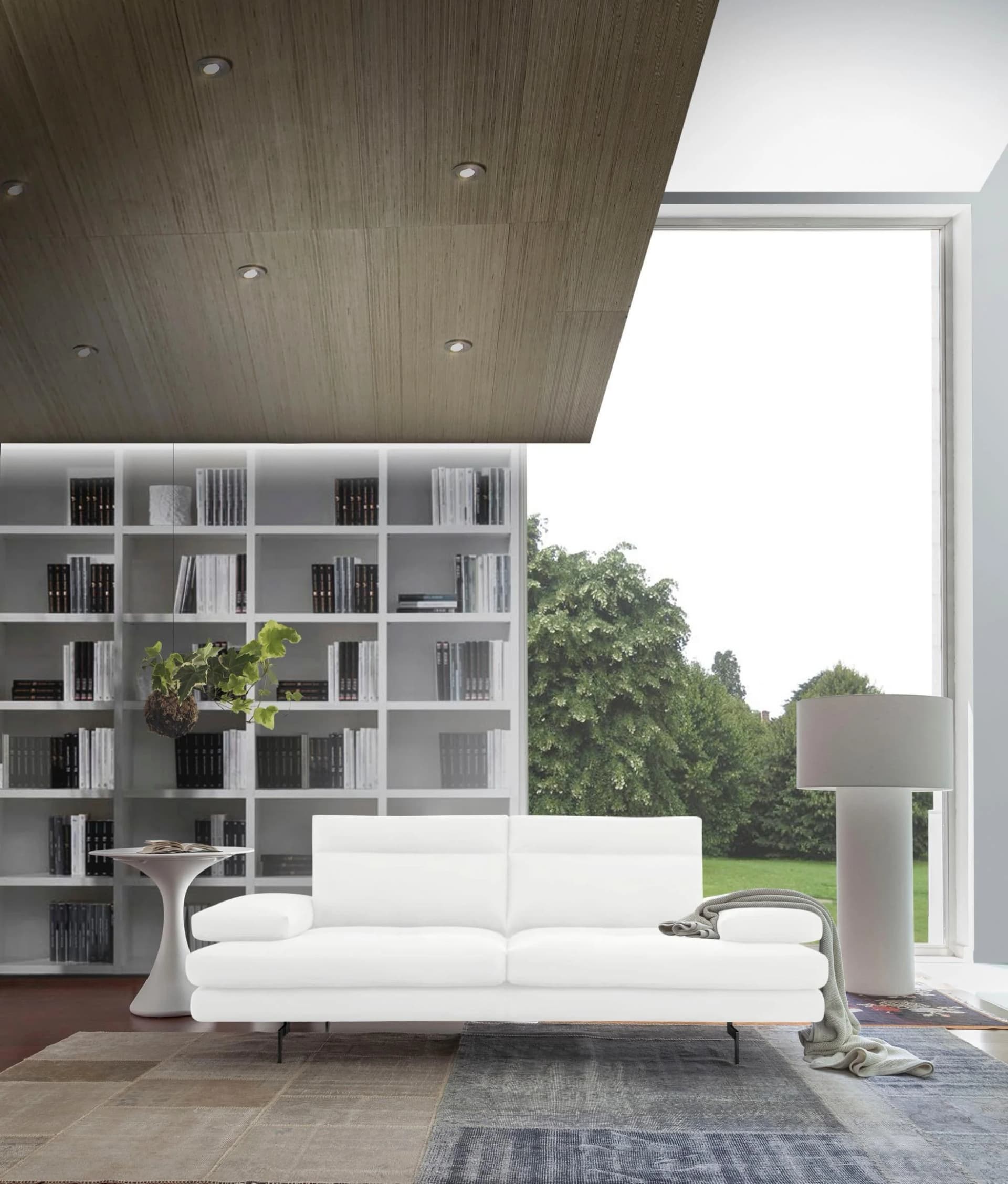 CALIA ITALIA Toby Wing Designsofa 3,5-Sitzer Weiß Leder