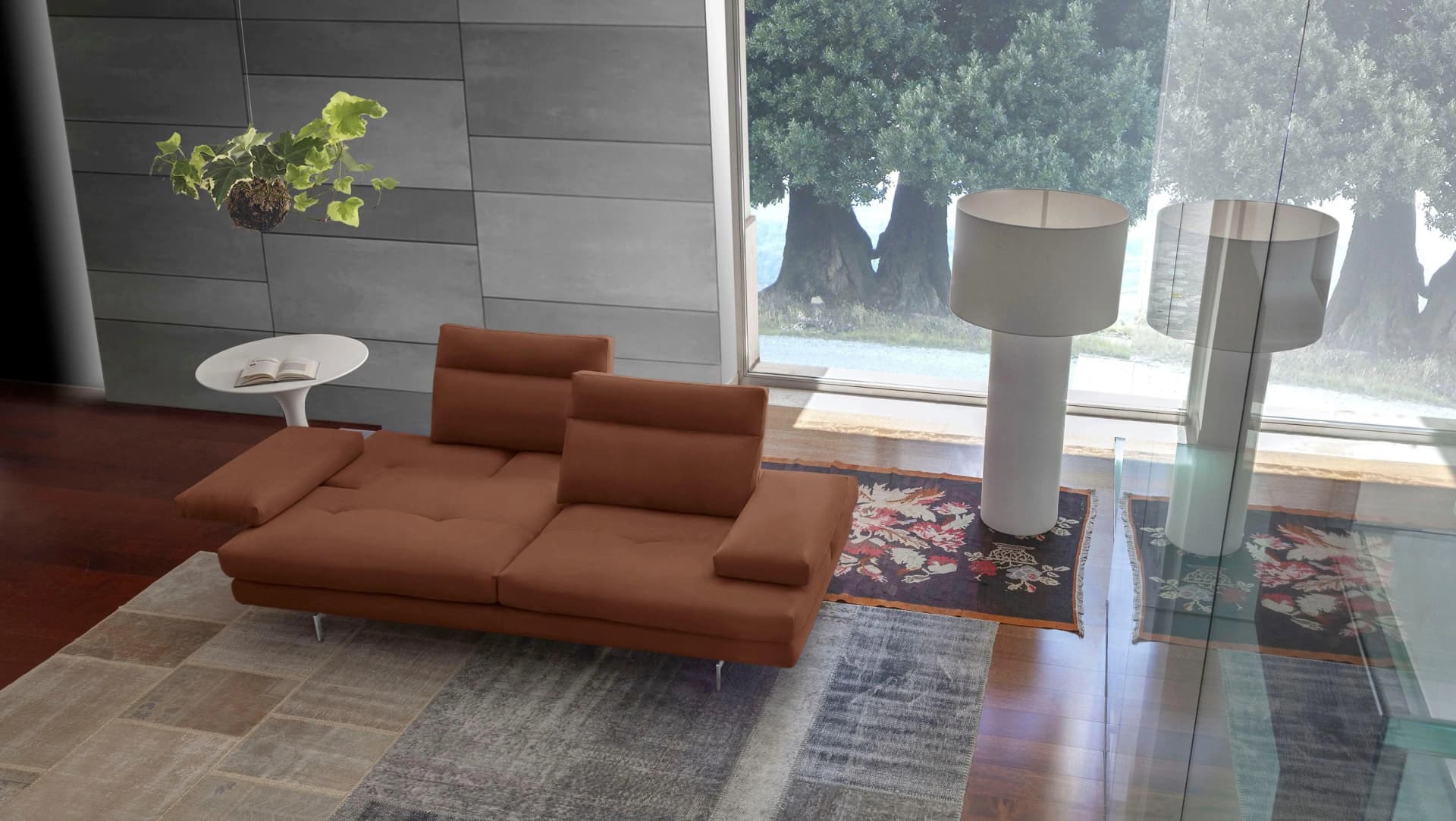 CALIA ITALIA Toby Wing 3,5-Sitzer Sofa Leder Cognac