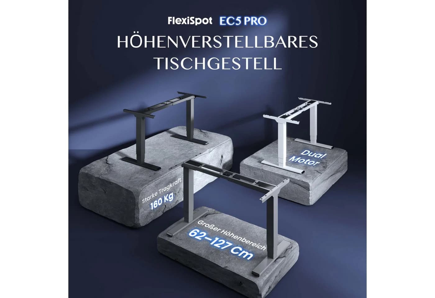 FLEXISPOT EC5 Schreibtisch Elektrisch Höheneinstellbar Grau 160kg