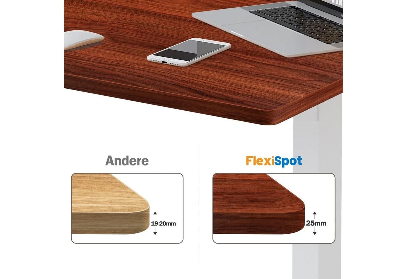 FLEXISPOT DIY Tischplatte Holzwerkstoff Mahagoni