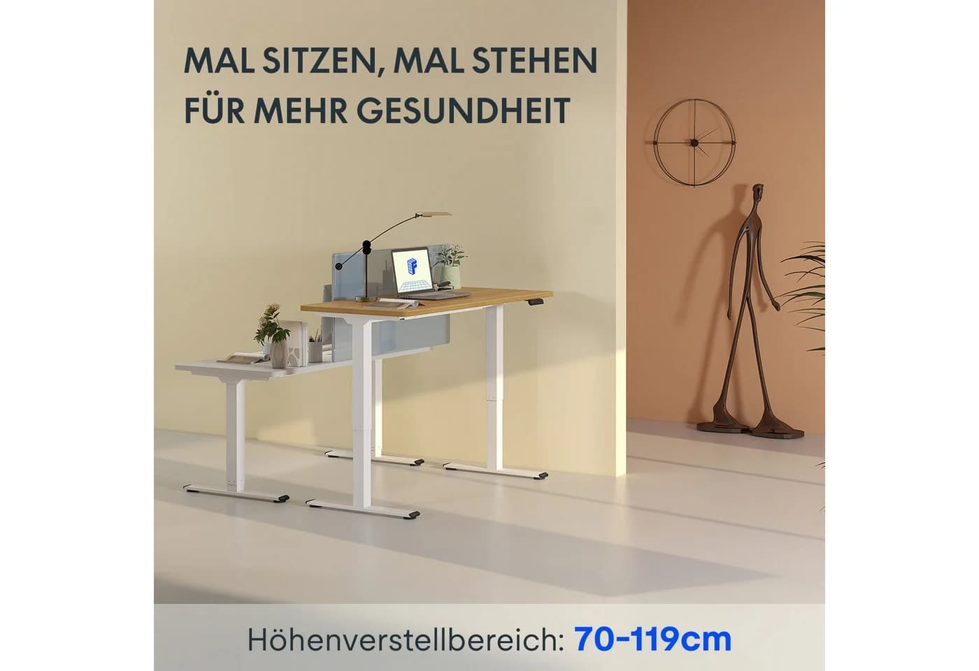 FLEXISPOT Schreibtisch Basic Plus Elektrisch Höhenverstellbar 2 Motoren Weiß