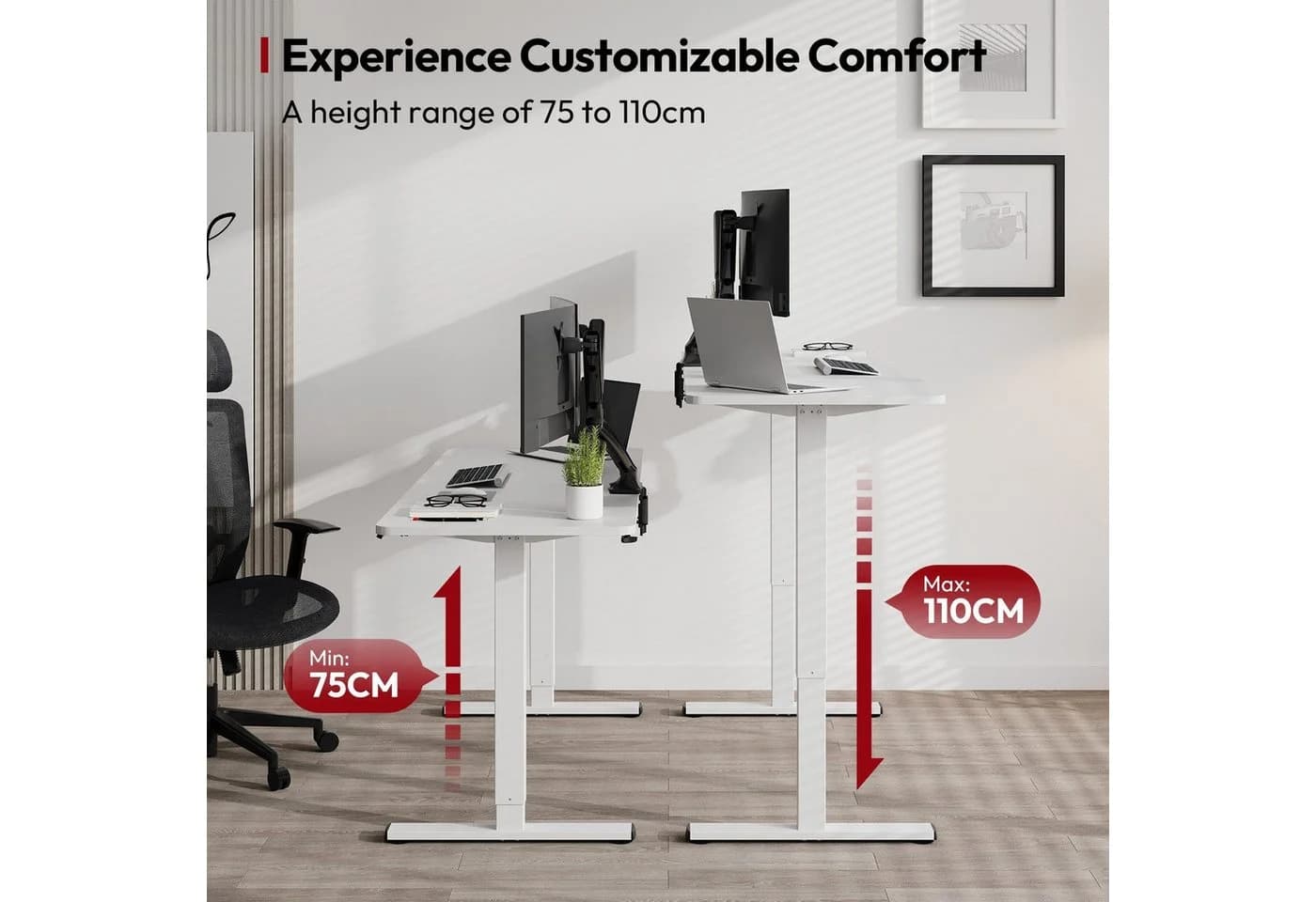 SANODESK Elektrisch Höhenverstellbarer Schreibtisch Sitz-Steh-Tisch Weiß