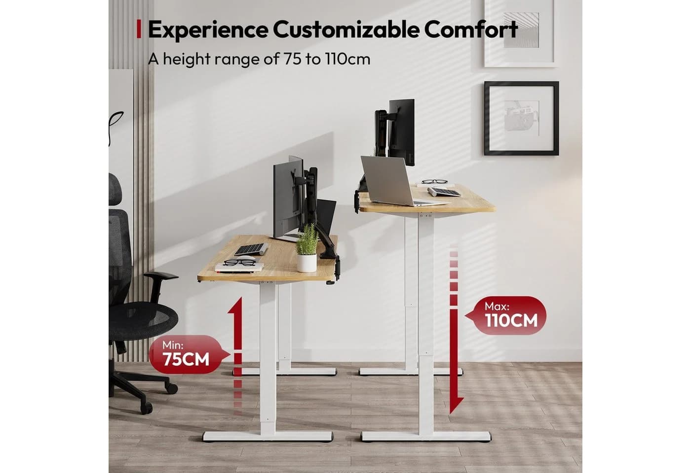 SANODESK Elektrisch Höhenverstellbarer Schreibtisch 160x60 cm