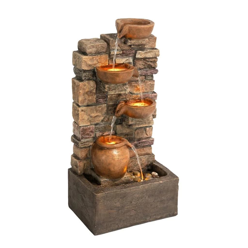 Teamson Home Gartenbrunnen 3 Ebenen Polyresin Braun H72 cm