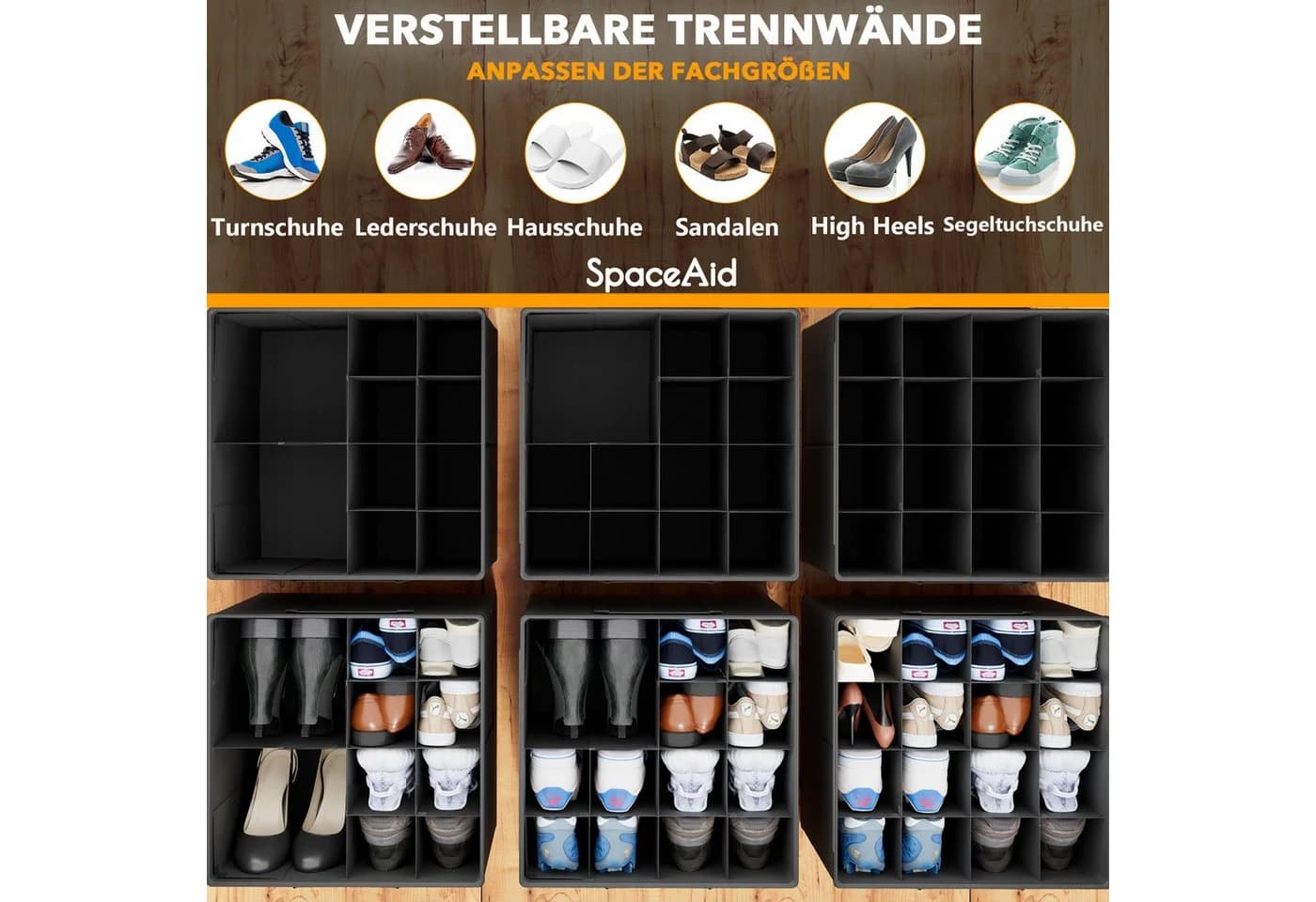SpaceAid Schuhbox faltbare Schuh-Organizer 2 St. für 16–32 Paar
