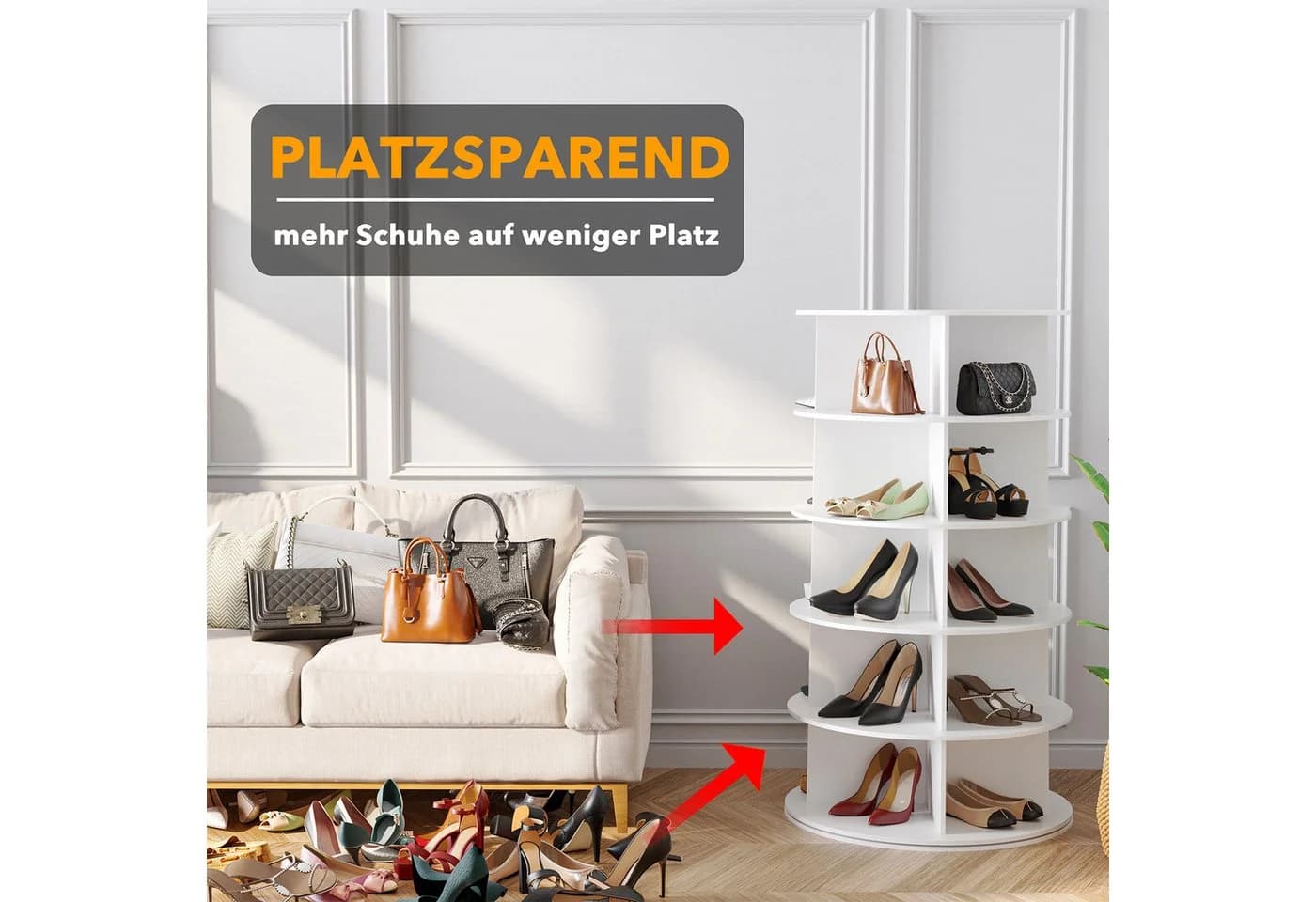 SpaceAid Bücherregal Drehbares Schuhregal 5 Ebenen 360-Grad
