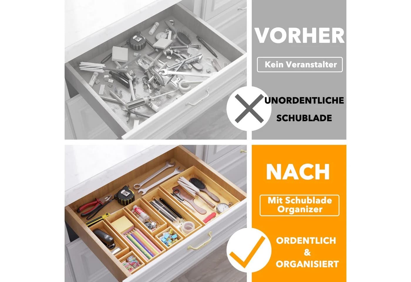 Aufbewahrungsbox aus Bambus mit Schubladeneinsatz