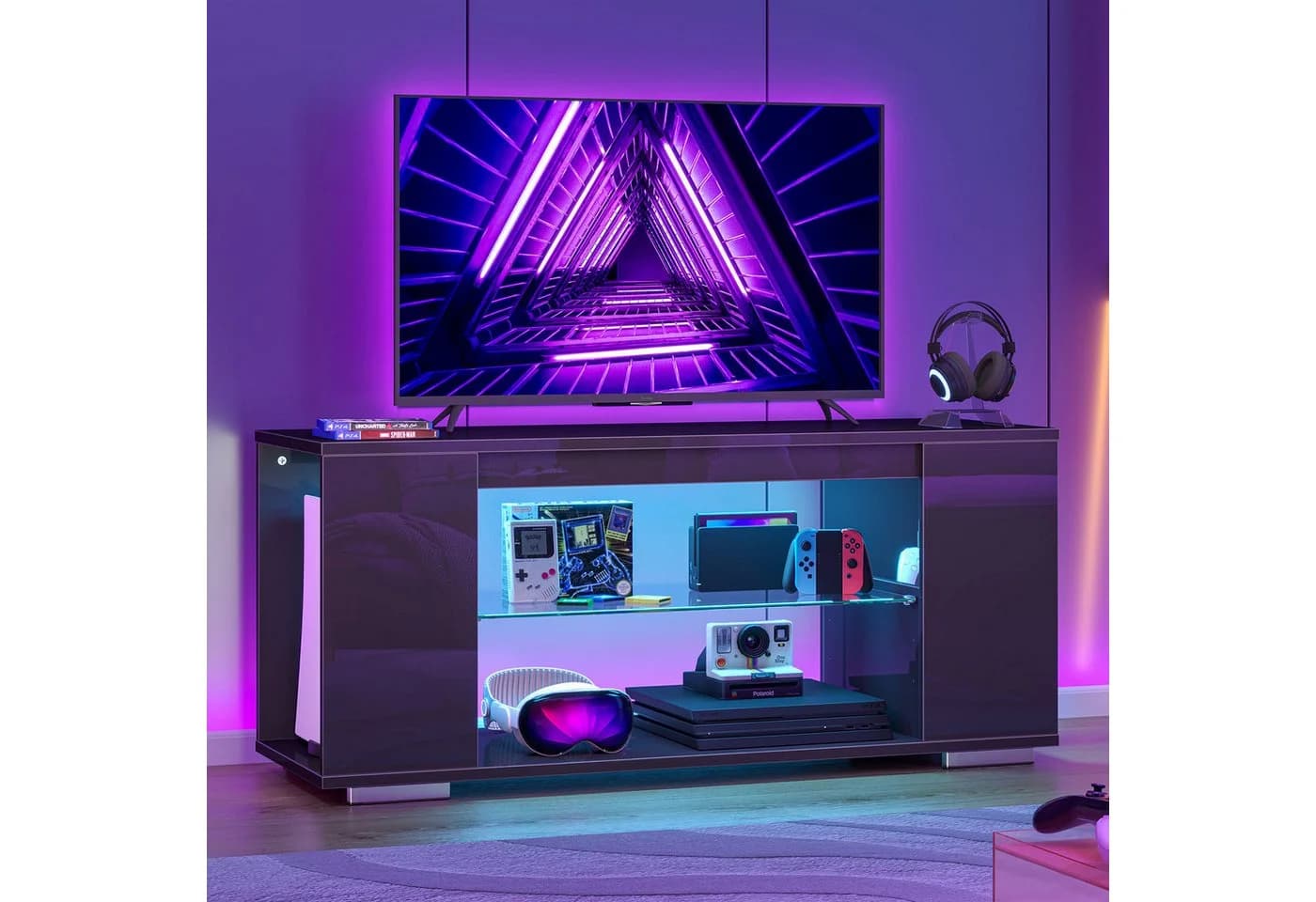 Pinmoco TV-Schrank 120 cm LED-Licht 7 Farben