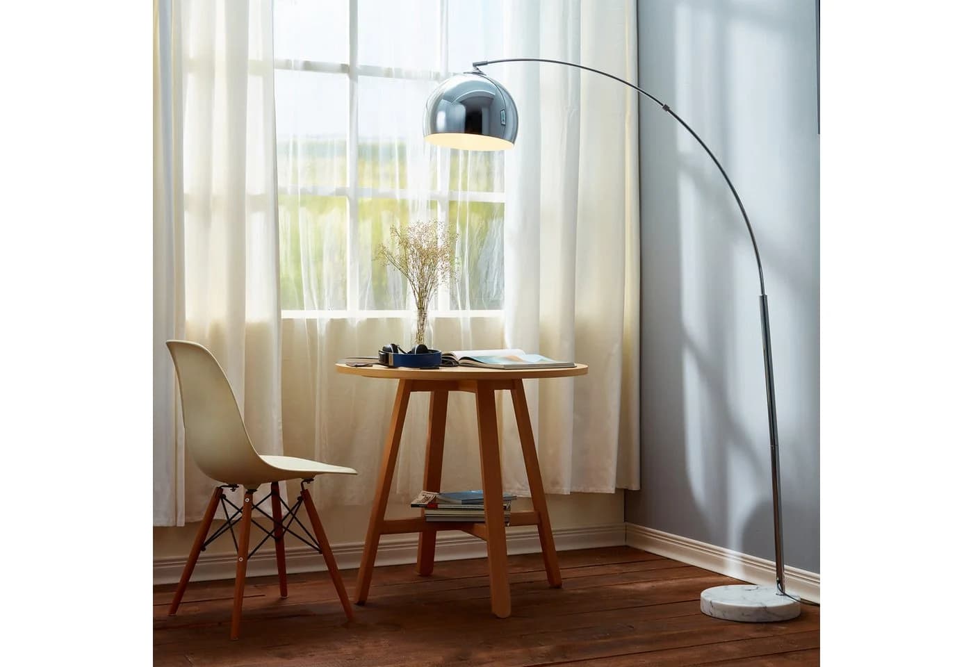 Teamson Home Bogenlampe Silber Chromschirm
