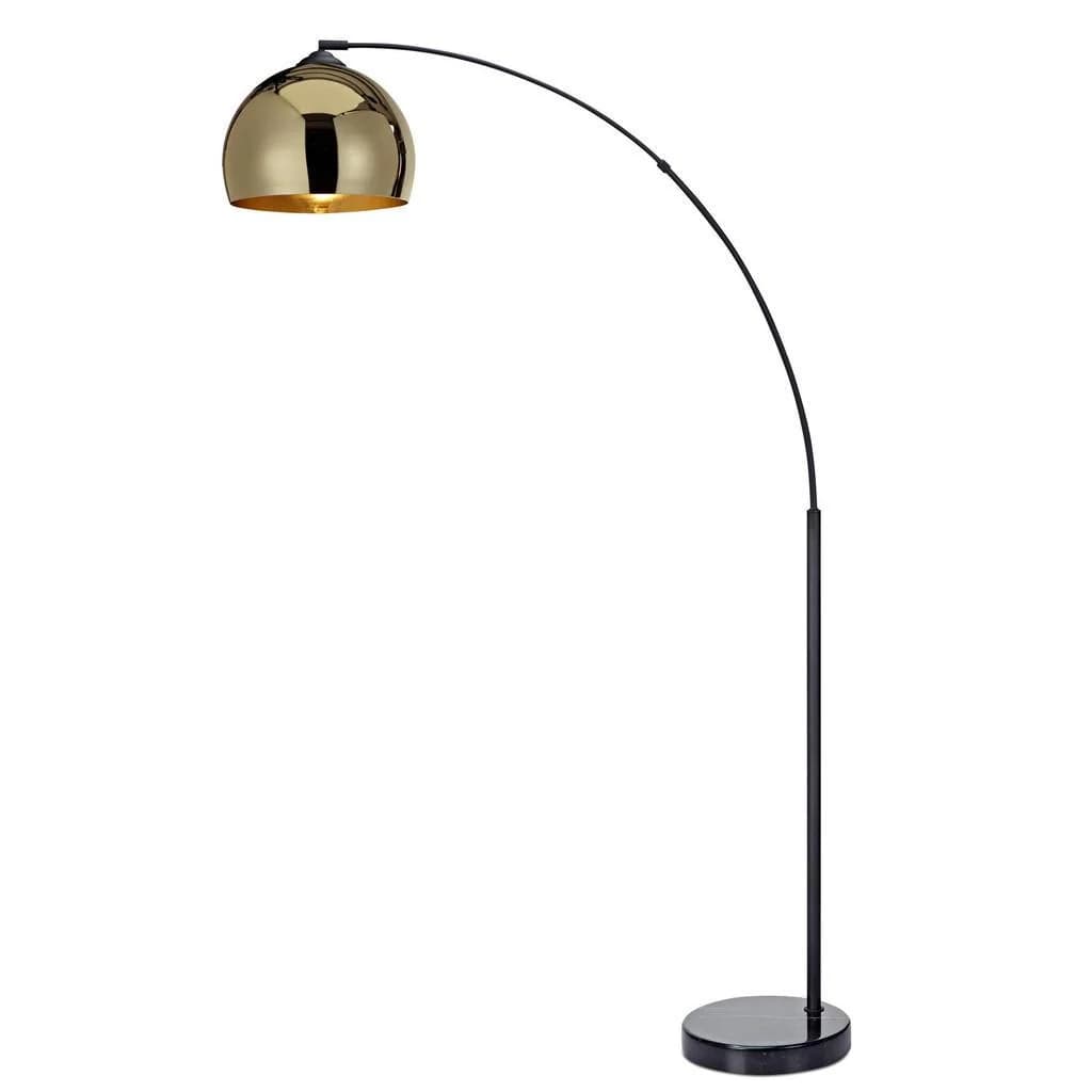 Teamson Home Bogenlampe Stehlampe Metall Glockenschirm Gold