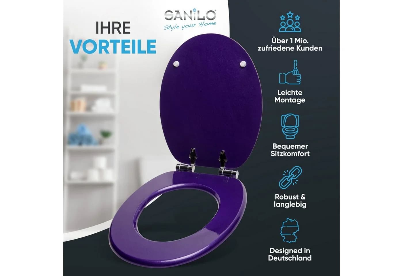 Sanilo Glitzer WC-Sitz Violett SoftClose