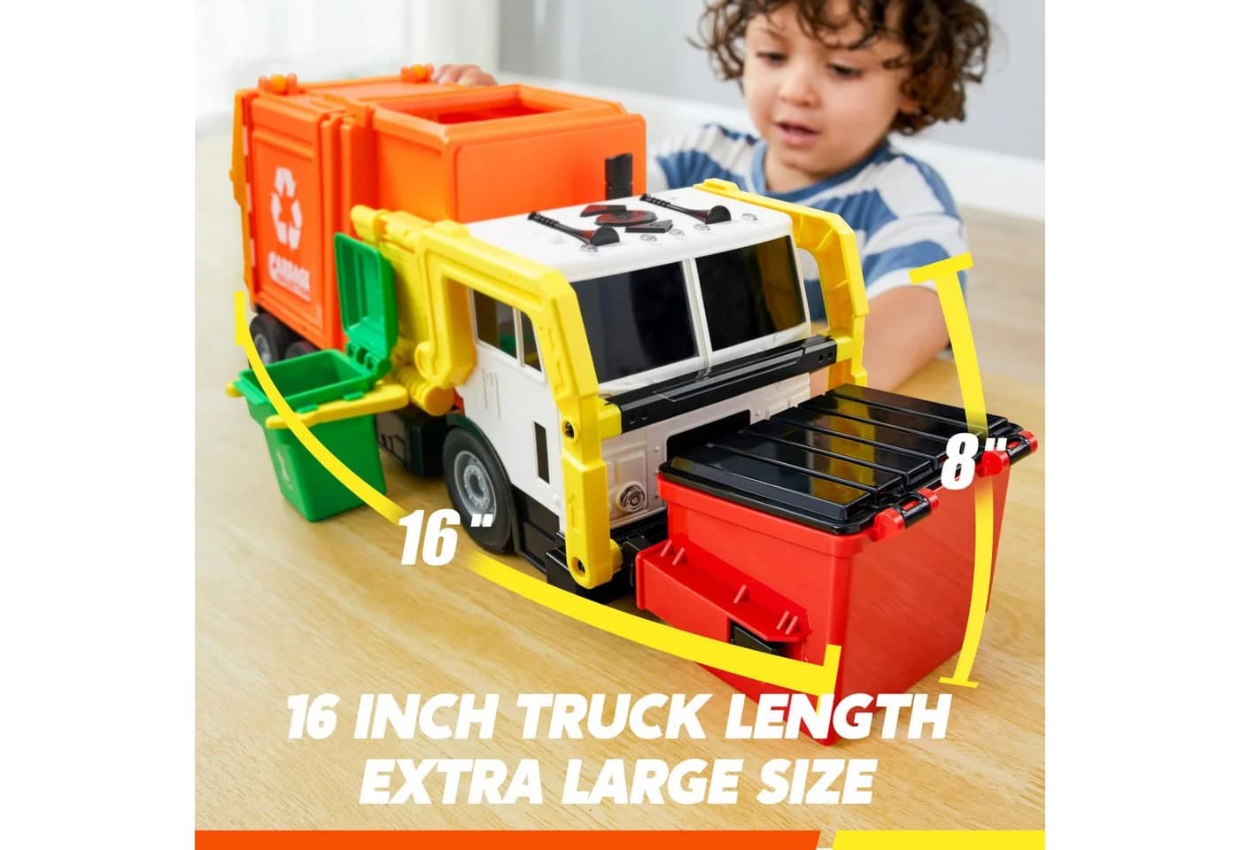 JOYIN Spielzeug-Müllwagen 40cm mit Lichtern, Sound & Lernkarten