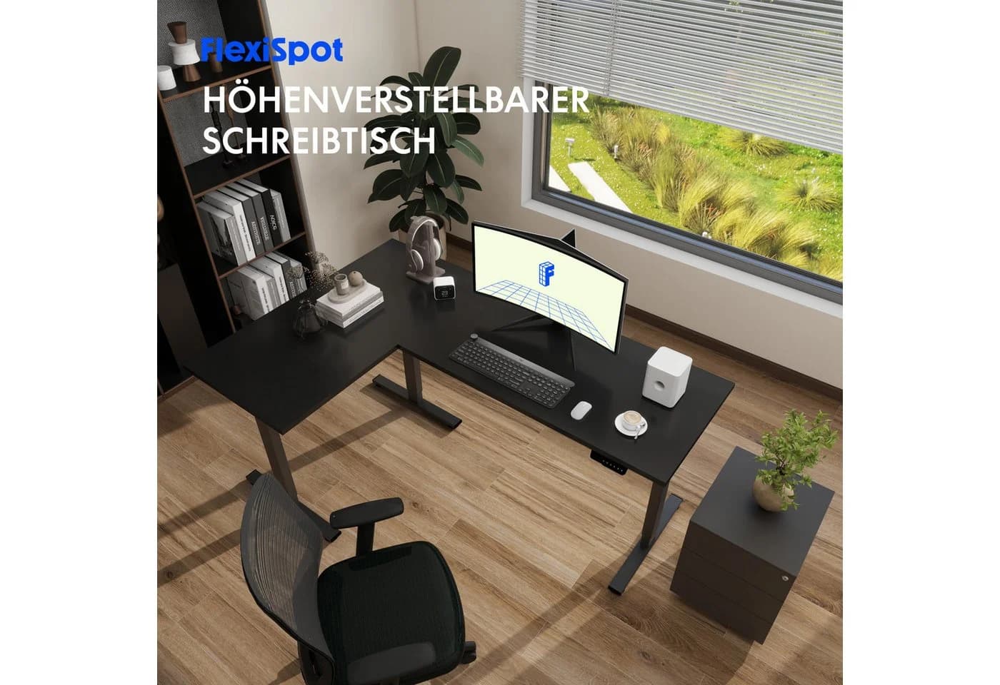 FLEXISPOT Eckschreibtisch Q1/Q3L L-Form 180x120 cm Schwarz