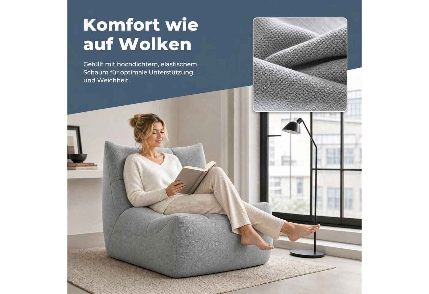 Totnz Sitzsack ergonomisch Chenille Grau