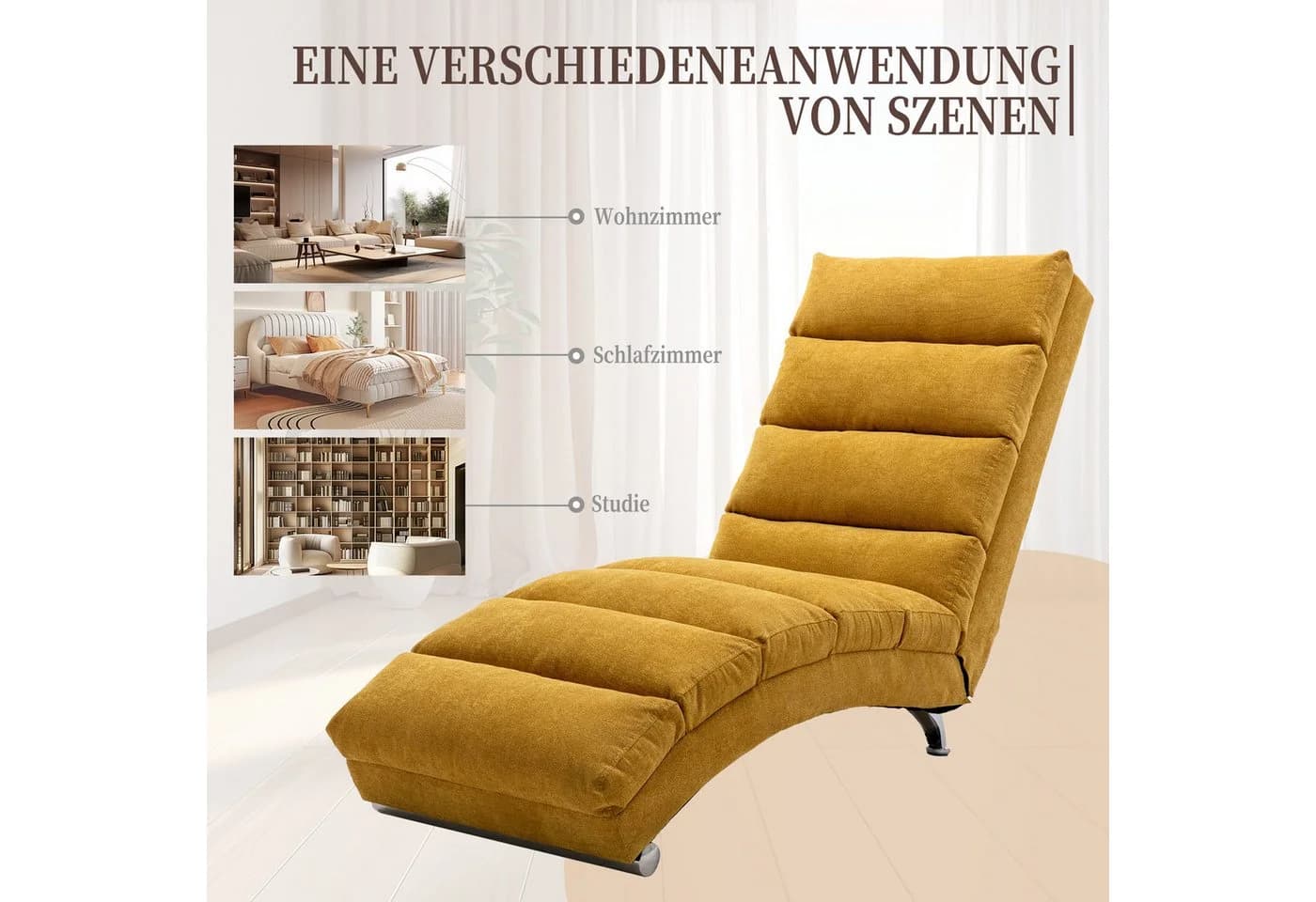 Totnz Relaxliege mit Massagefunktion und ergonomischer Rückenlehne in Gelb