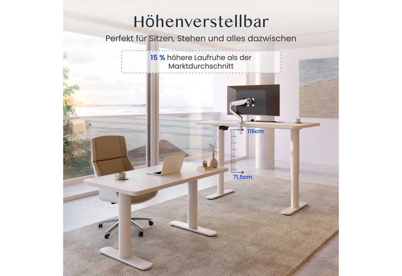 FLEXISPOT CylineX Höhenverstellbarer Schreibtisch Weiß