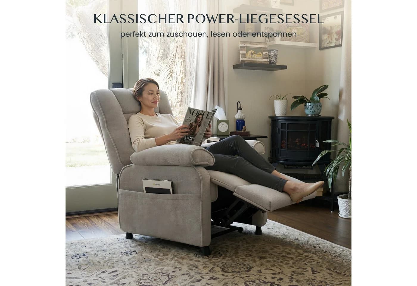 FLEXISPOT Elektrischer Relaxsessel Hellgrau mit Liegefunktion