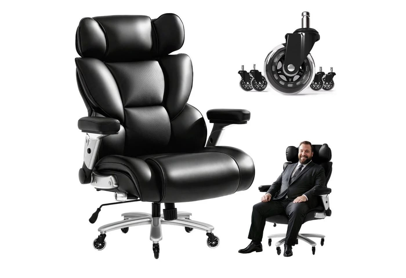 FLEXISPOT Premium Big Max Bürostuhl 300 kg Schwarz
