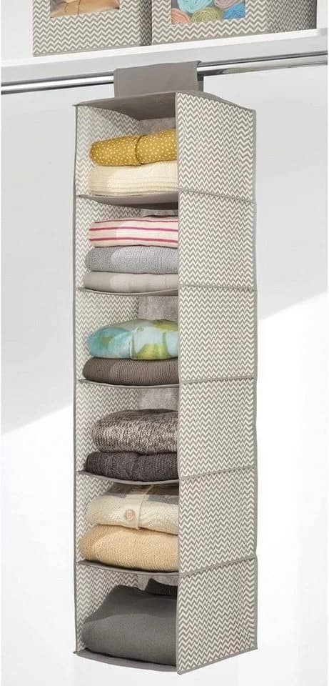 mDesign Hängender Stoffschrank 2er Set 6 Fächer Grau/Beige