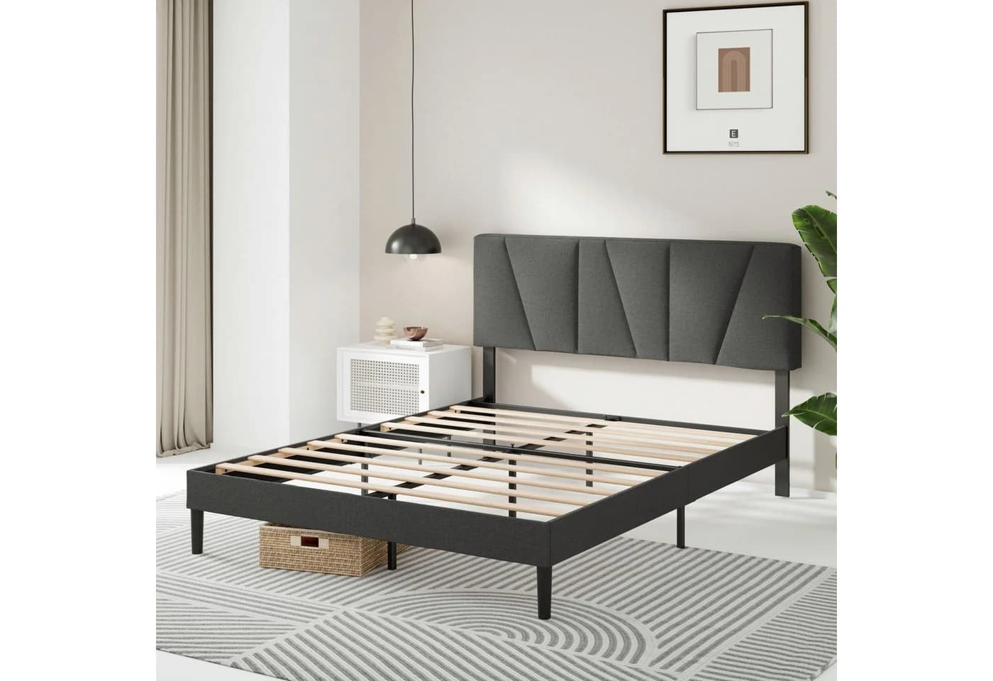ZINUS Polsterbett Maya mit modernem Kopfteil und Lattenrost 140x200cm
