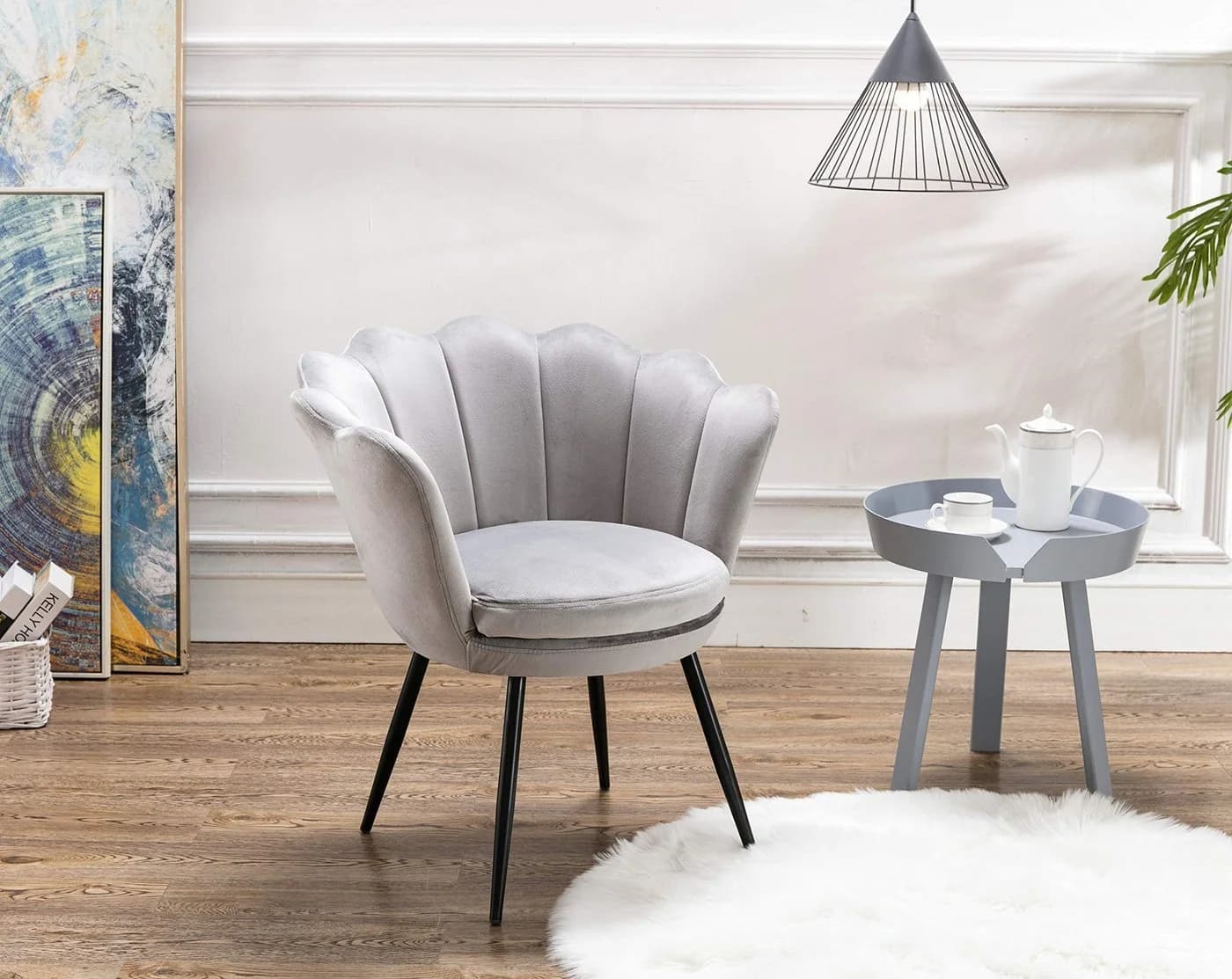 WAHSON OFFICE CHAIRS Loungesessel Grau Weicher Samt Armlehnstuhl