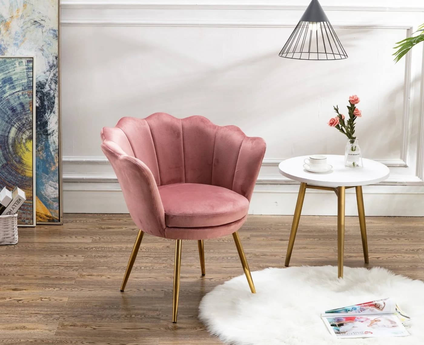 WAHSON OFFICE CHAIRS Loungesessel Rosa Weicher Samt Armlehnstuhl