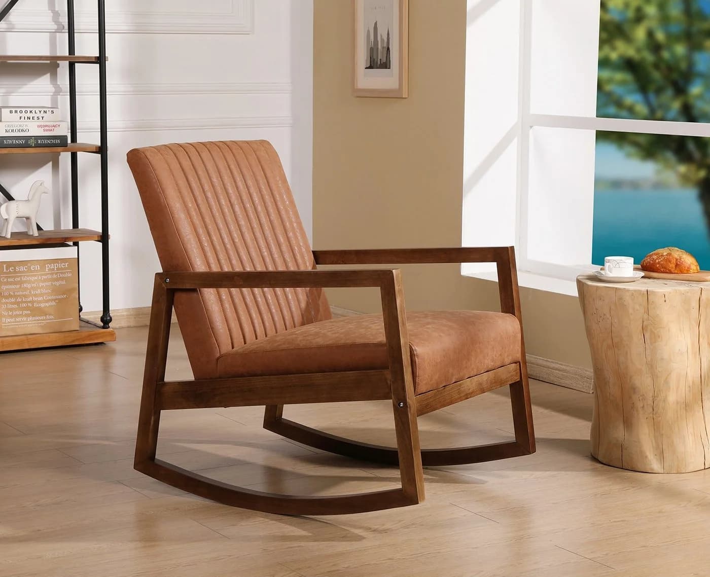 WAHSON OFFICE CHAIRS Schaukelstuhl Lederbezug
